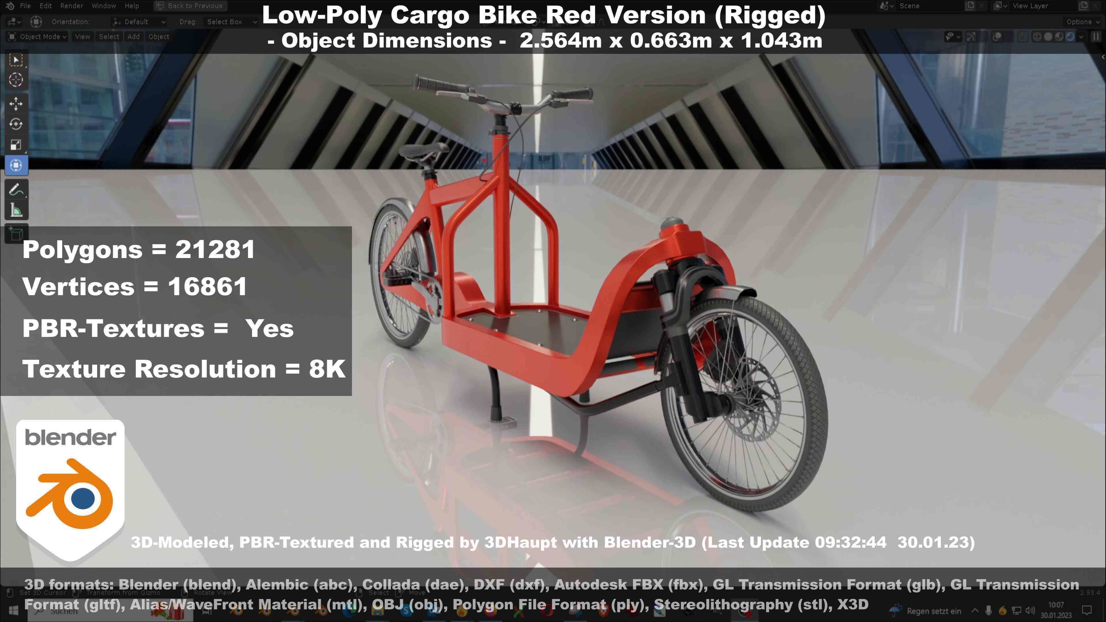 Low-Poly Cargo Bike Rigged All Versions 3D Model Collection_92