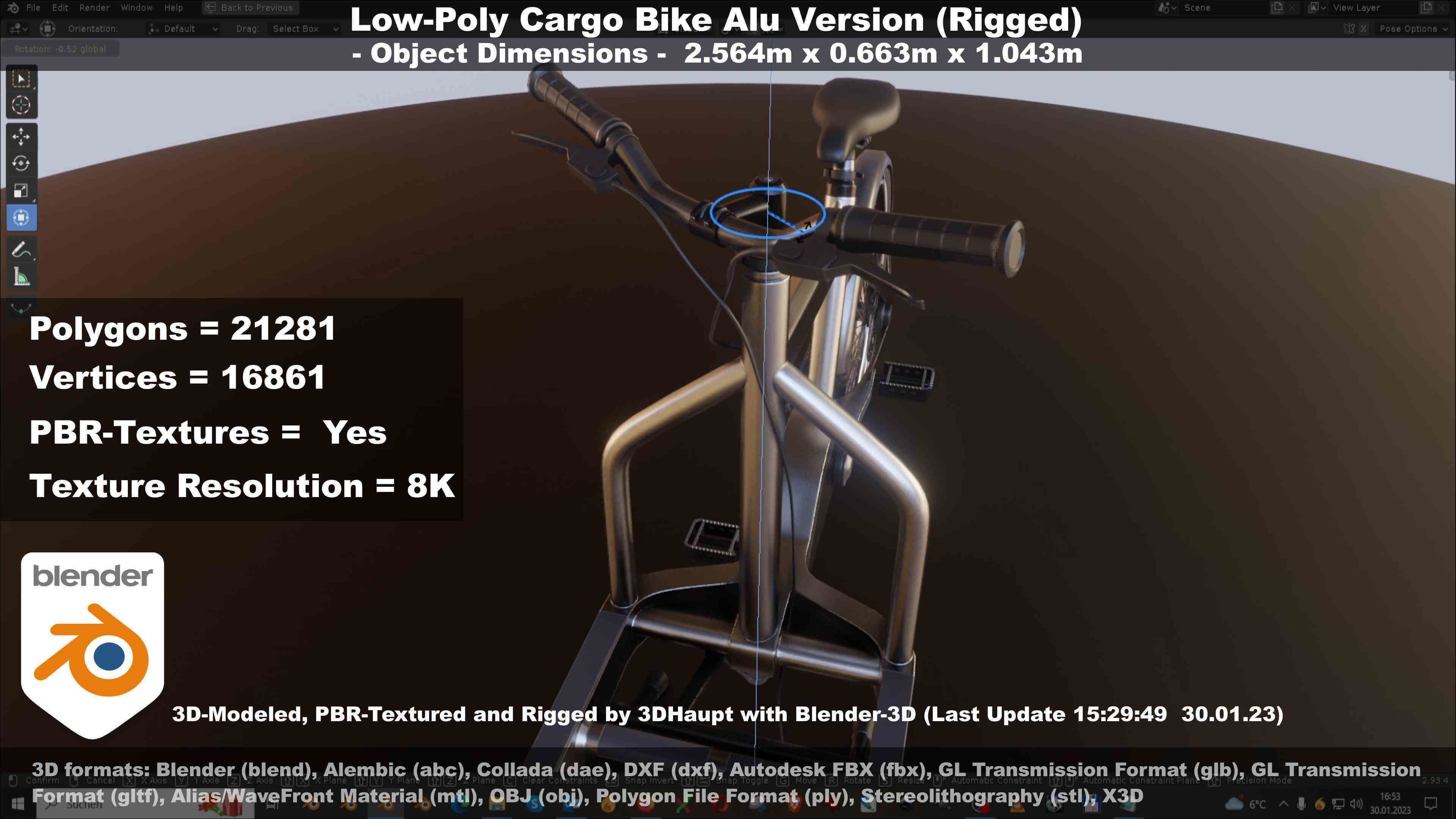 Low-Poly Cargo Bike Rigged All Versions 3D Model Collection_107