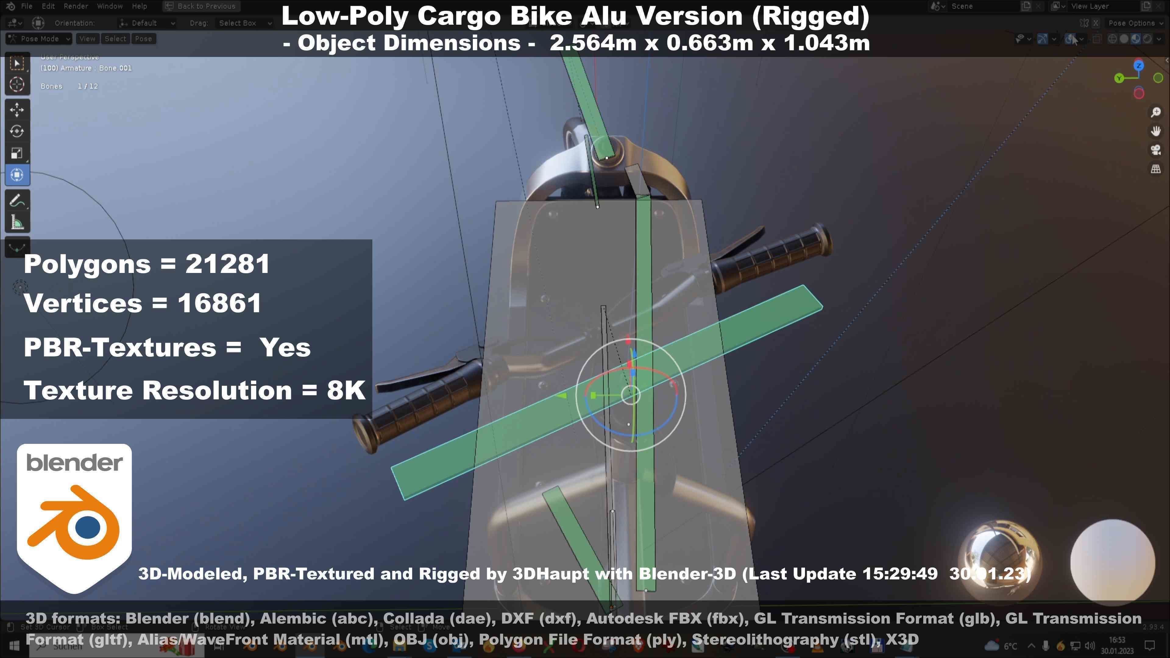 Low-Poly Cargo Bike Rigged All Versions 3D Model Collection_104