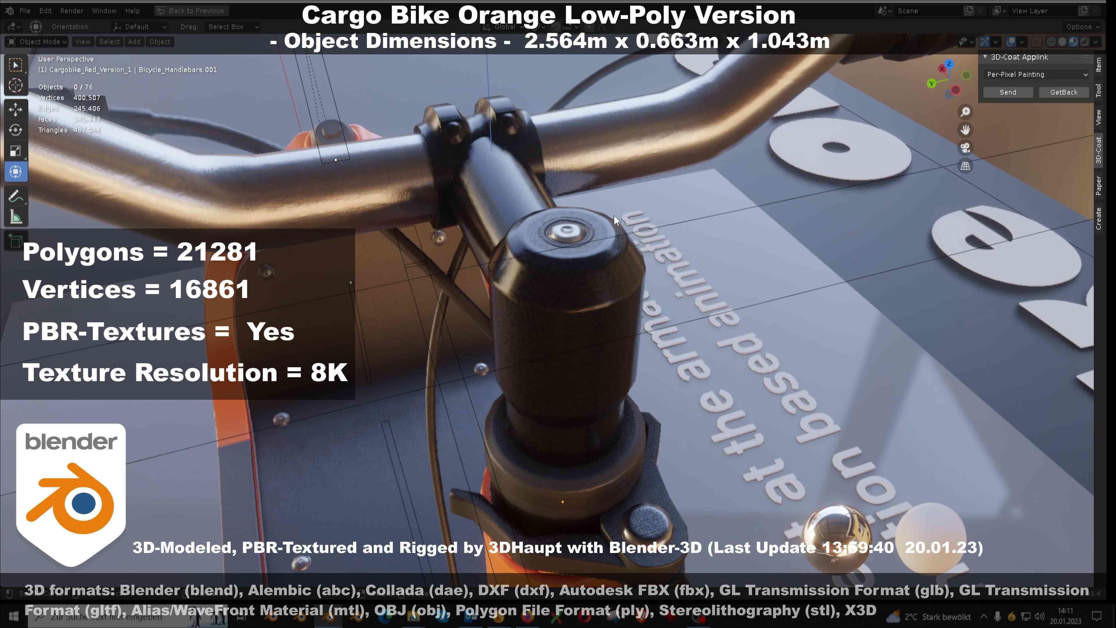 Low-Poly Cargo Bike Rigged All Versions 3D Model Collection_133