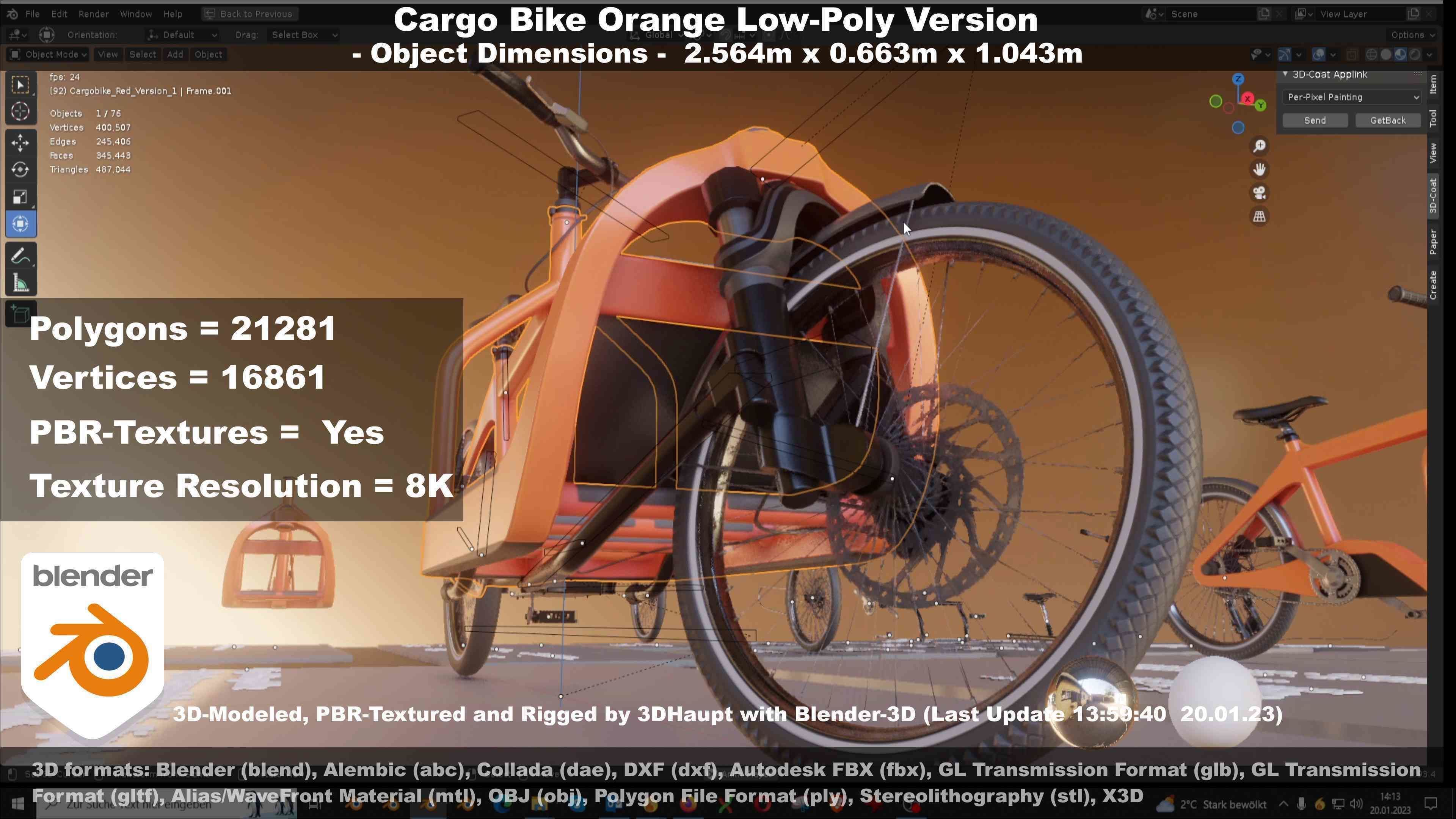 Low-Poly Cargo Bike Rigged All Versions 3D Model Collection_134