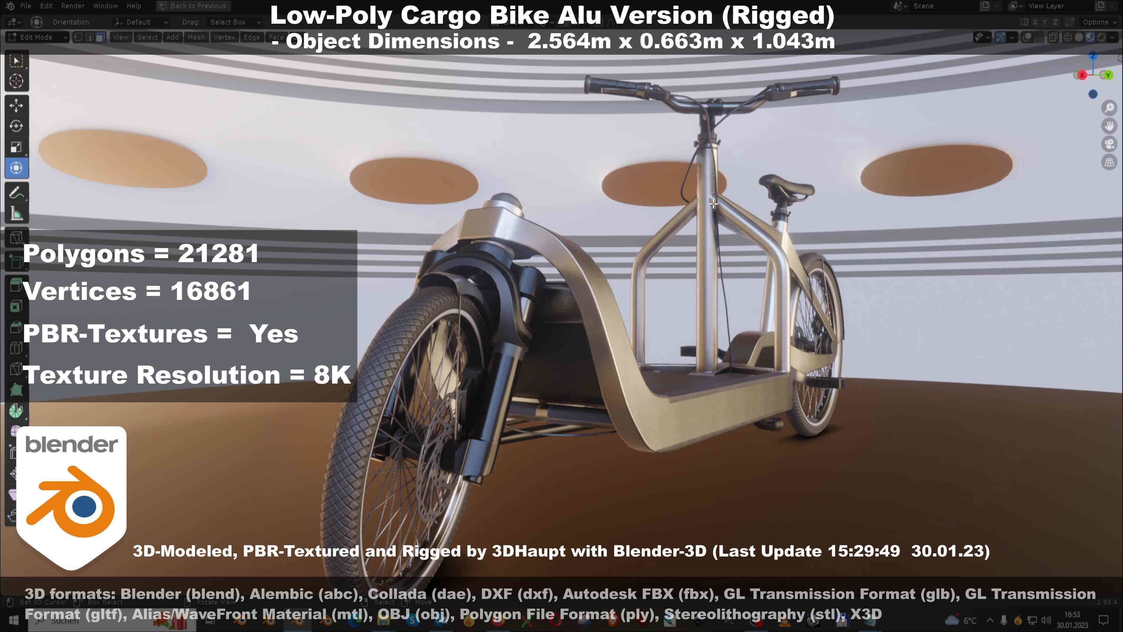 Low-Poly Cargo Bike Rigged All Versions 3D Model Collection_111