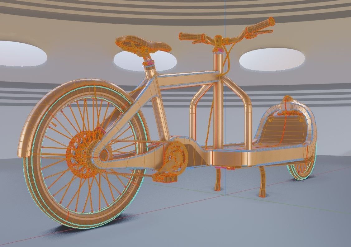 Low-Poly Cargo Bike Rigged All Versions 3D Model Collection_21