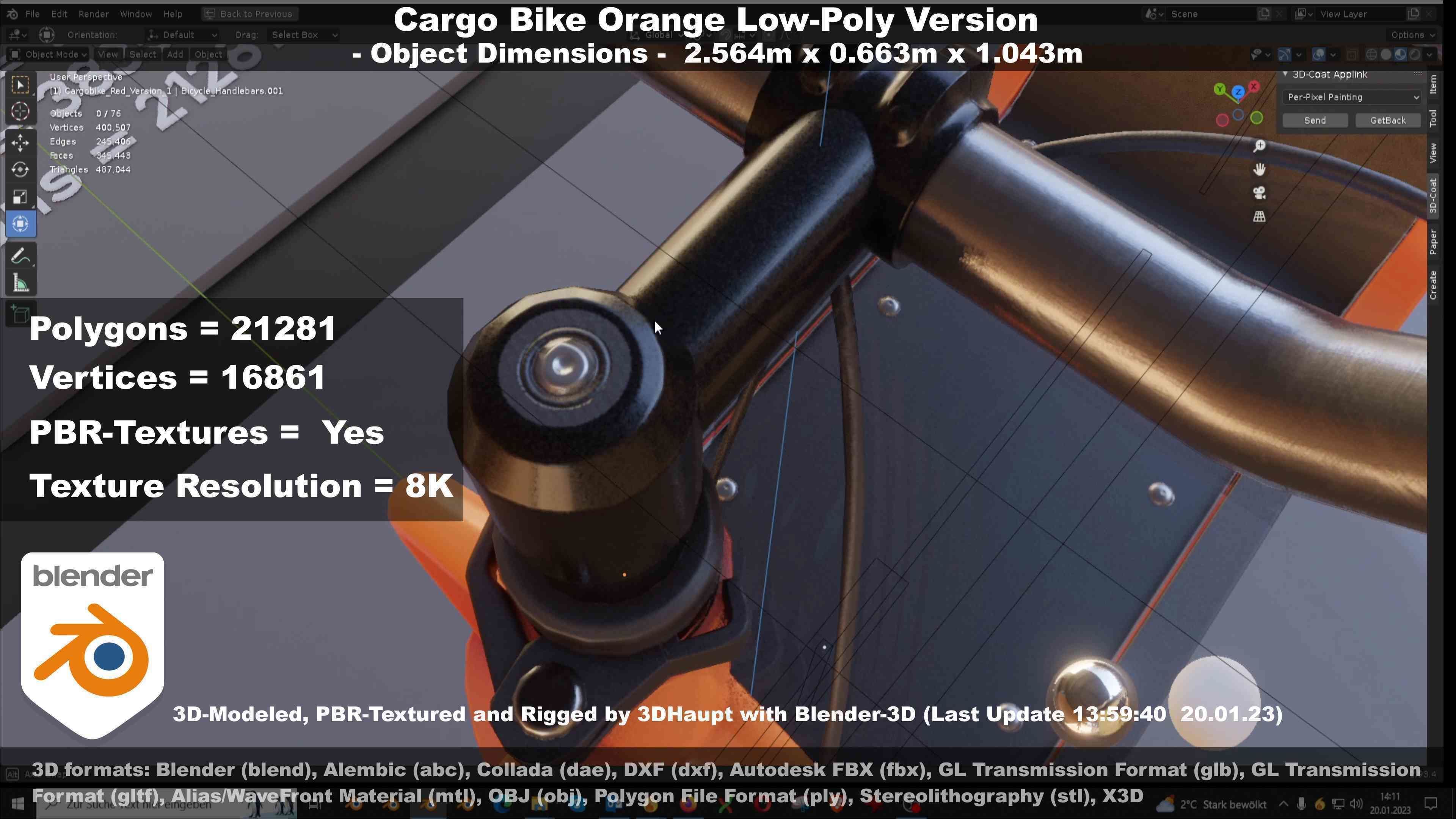 Low-Poly Cargo Bike Rigged All Versions 3D Model Collection_115