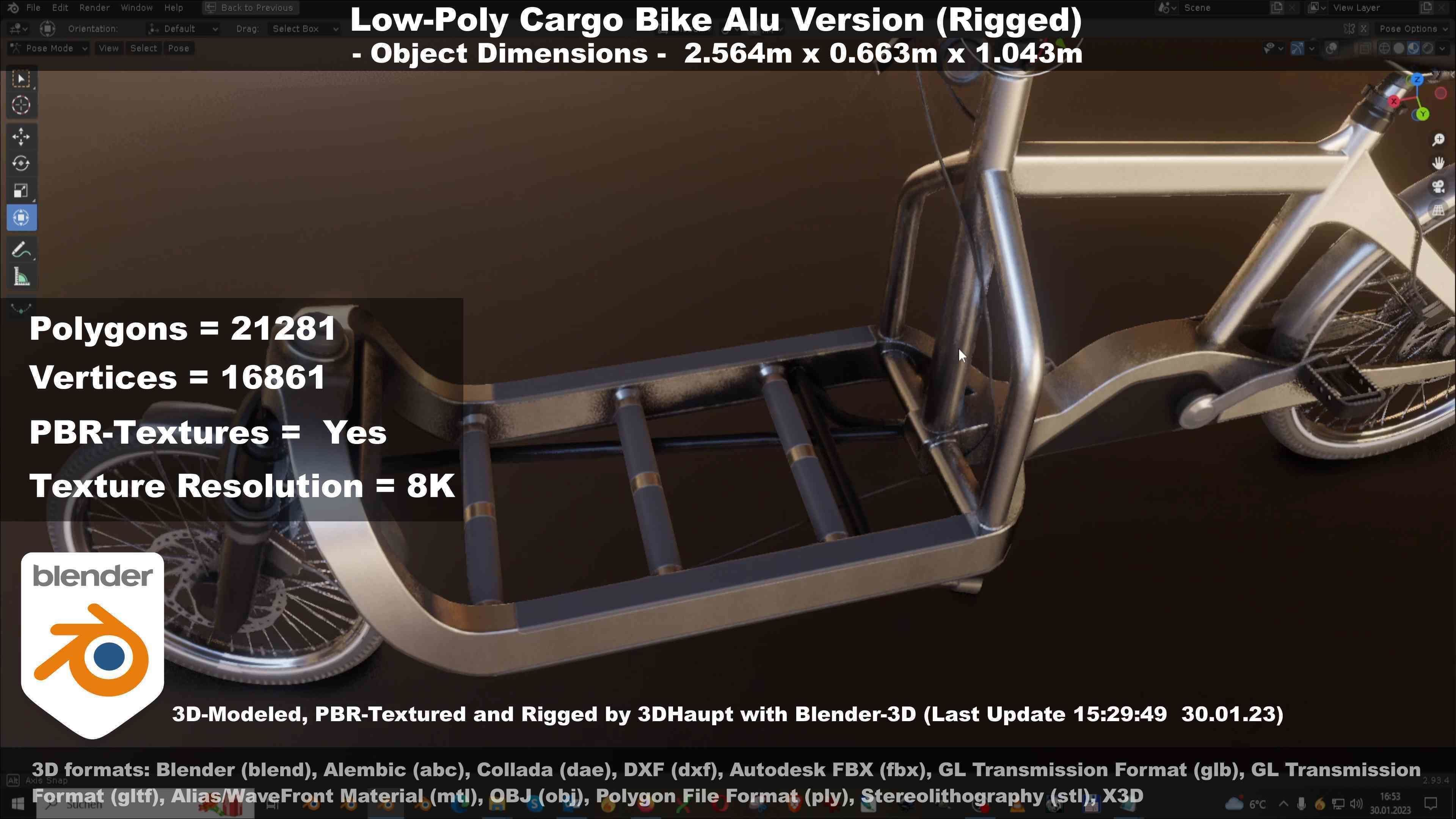 Low-Poly Cargo Bike Rigged All Versions 3D Model Collection_114