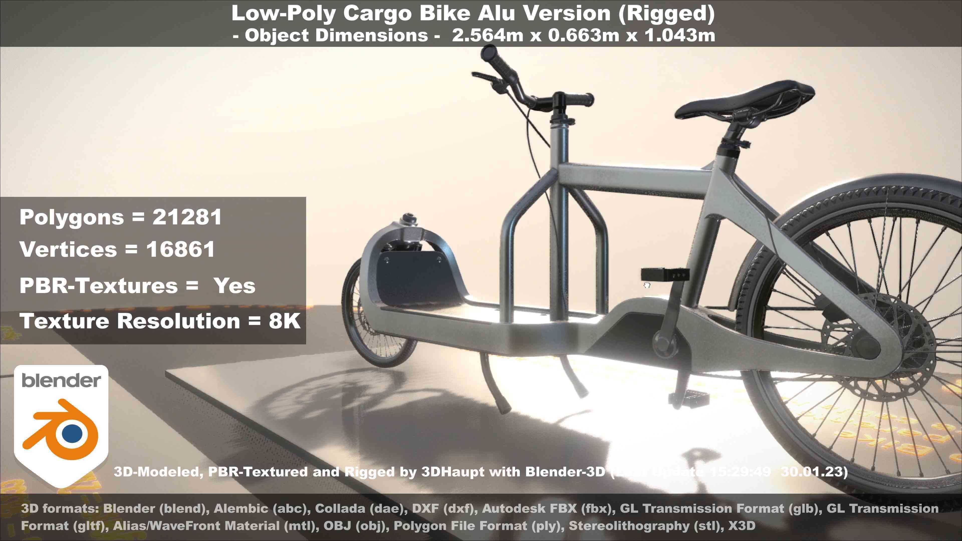 Low-Poly Cargo Bike Rigged All Versions 3D Model Collection_105