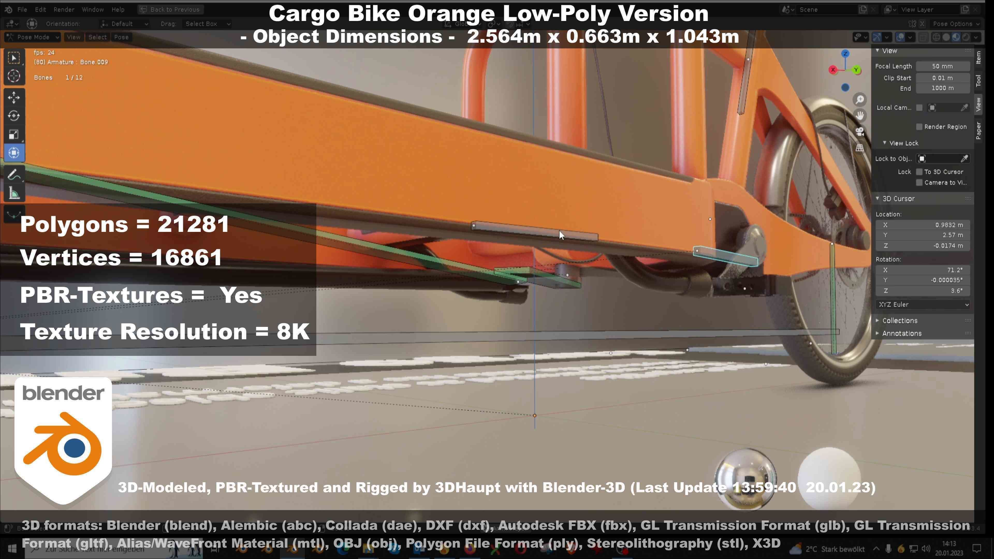 Low-Poly Cargo Bike Rigged All Versions 3D Model Collection_116