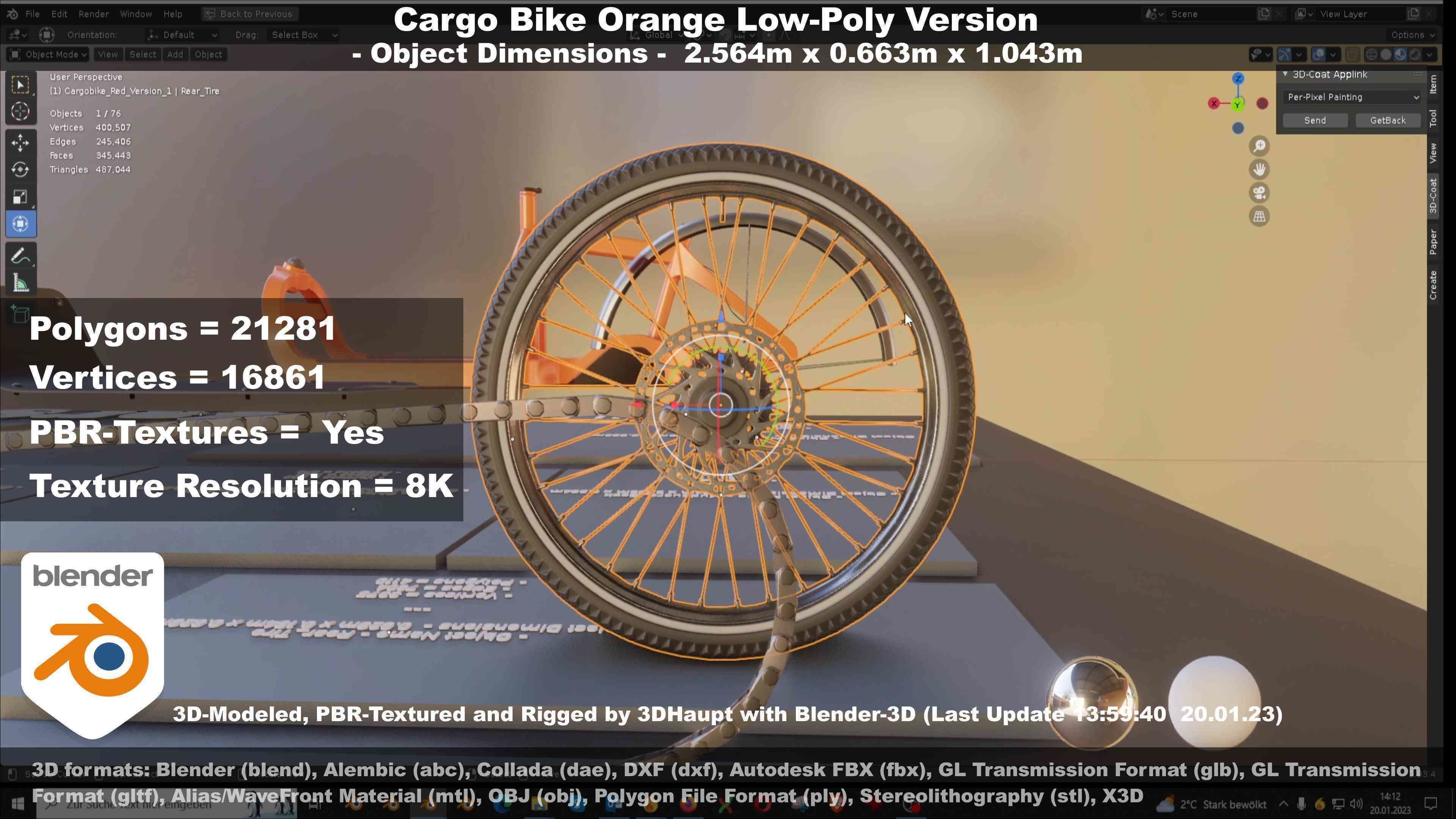 Low-Poly Cargo Bike Rigged All Versions 3D Model Collection_129