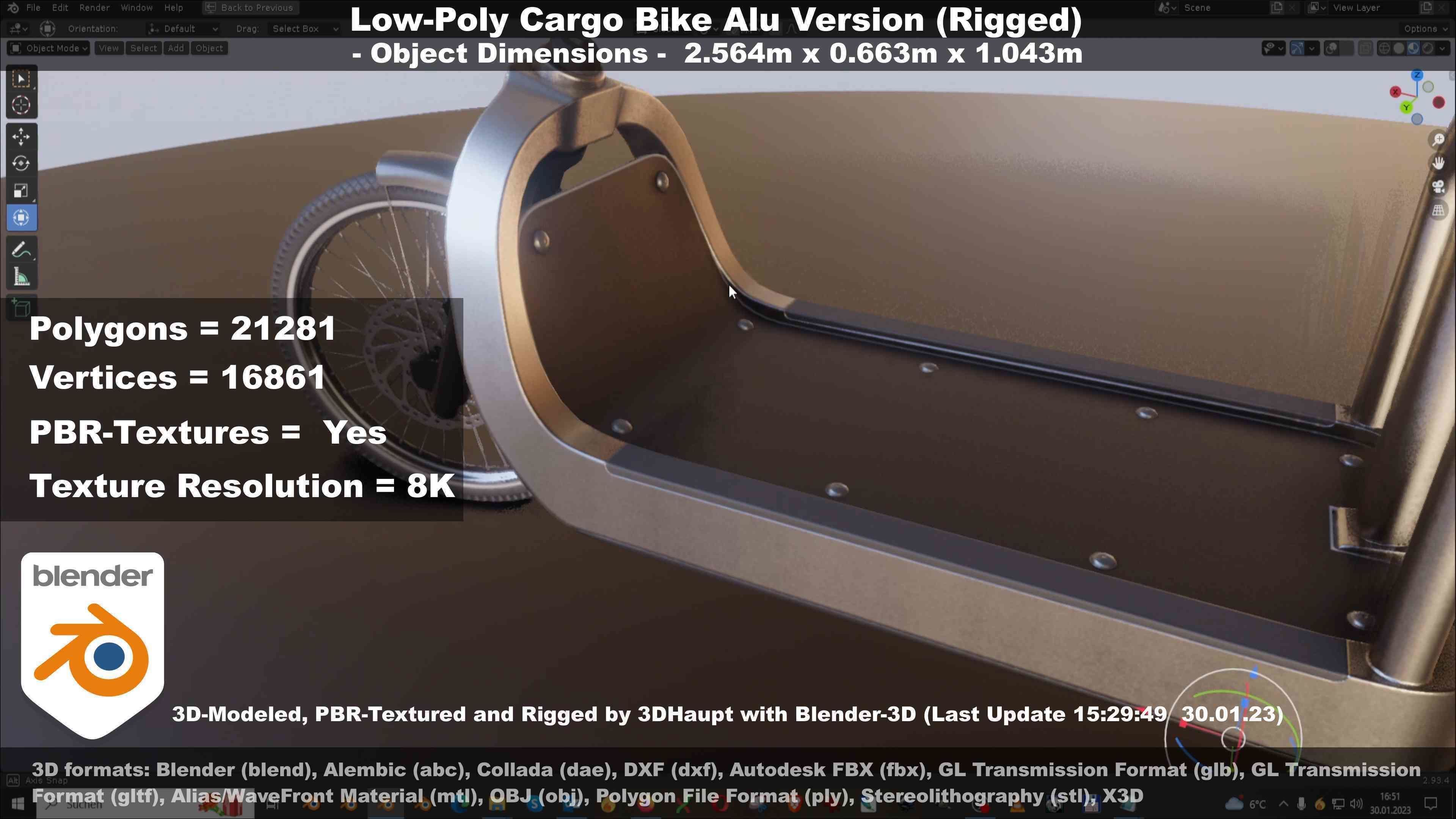 Low-Poly Cargo Bike Rigged All Versions 3D Model Collection_101