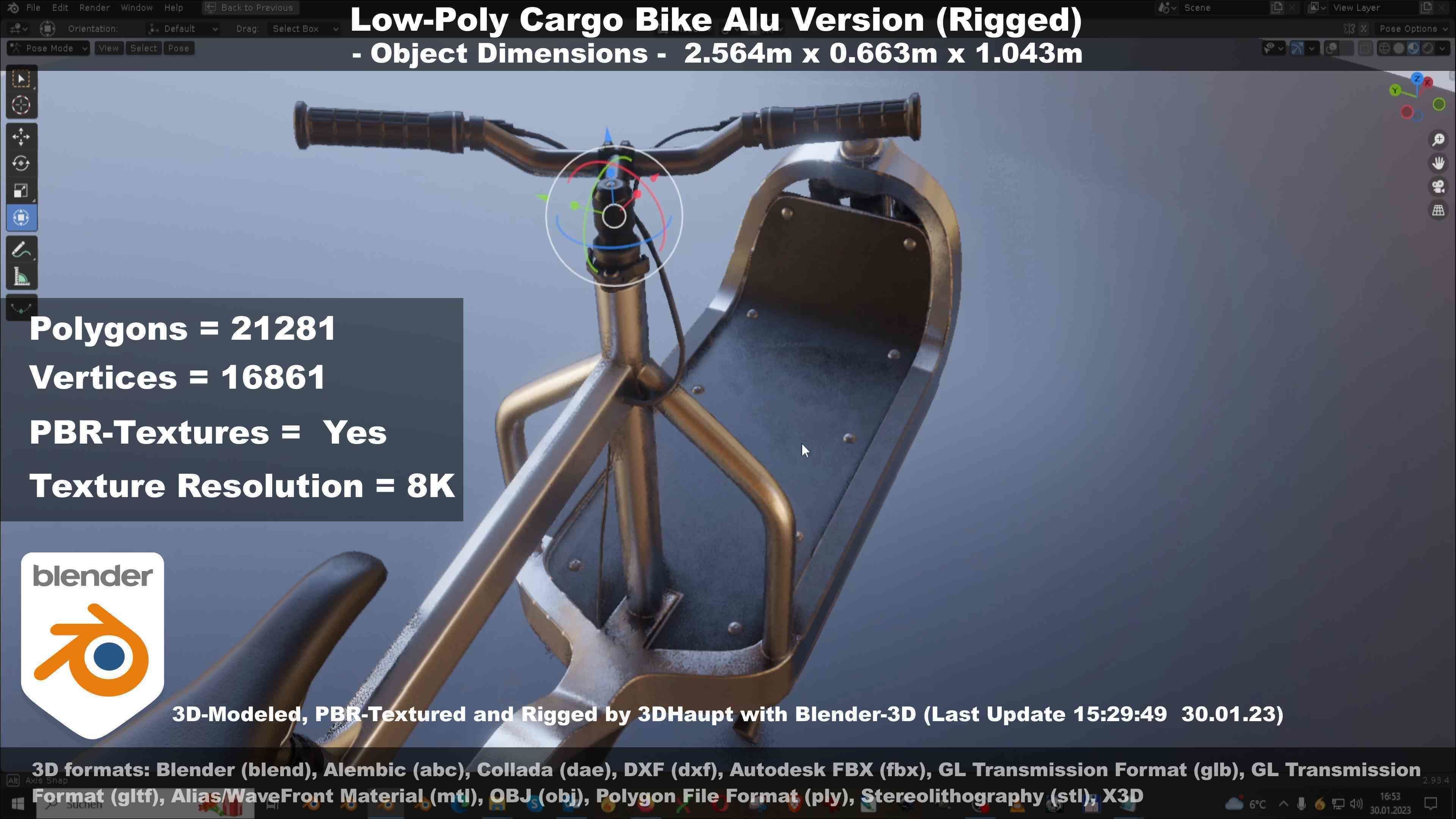 Low-Poly Cargo Bike Rigged All Versions 3D Model Collection_103