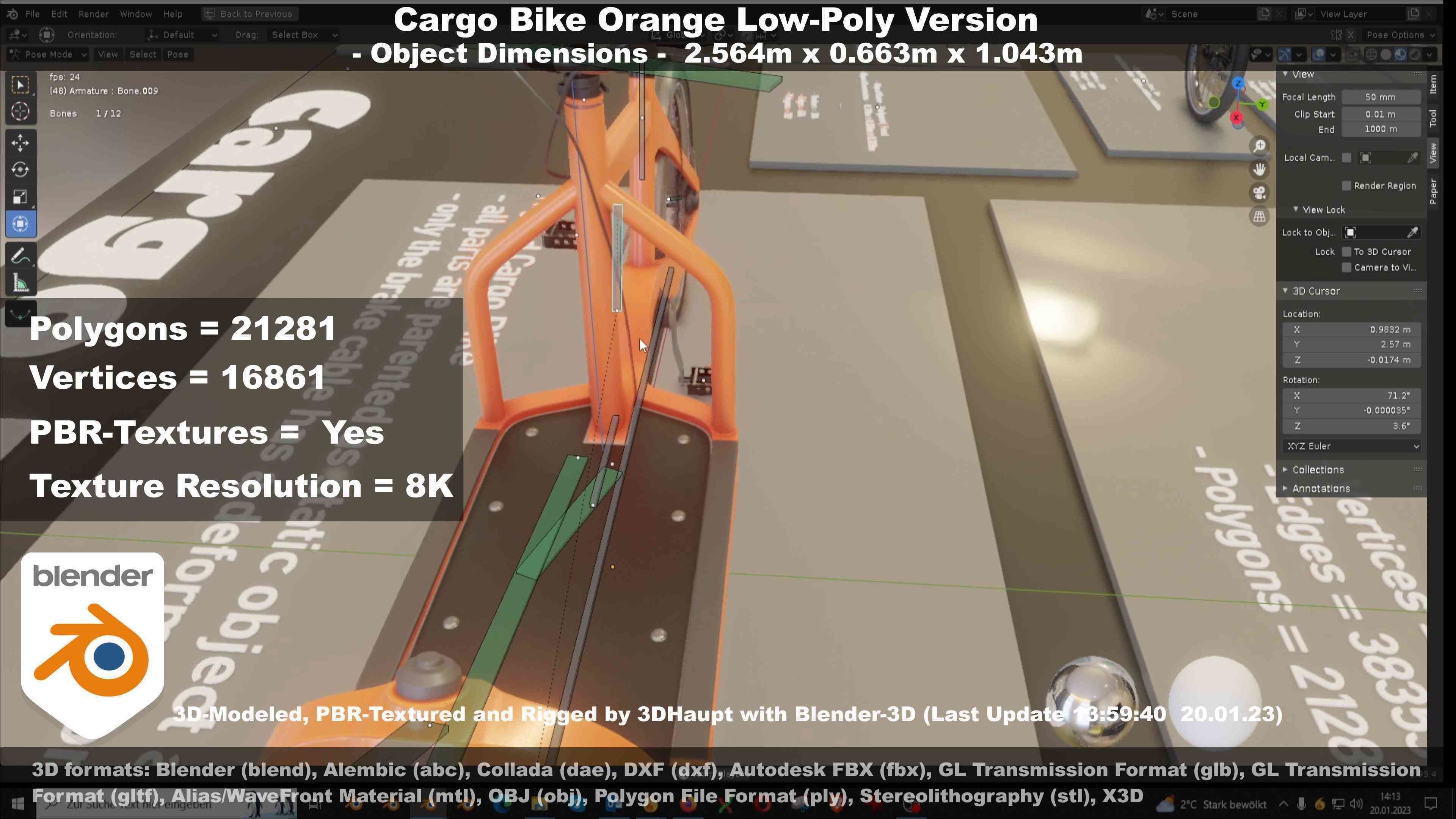 Low-Poly Cargo Bike Rigged All Versions 3D Model Collection_122