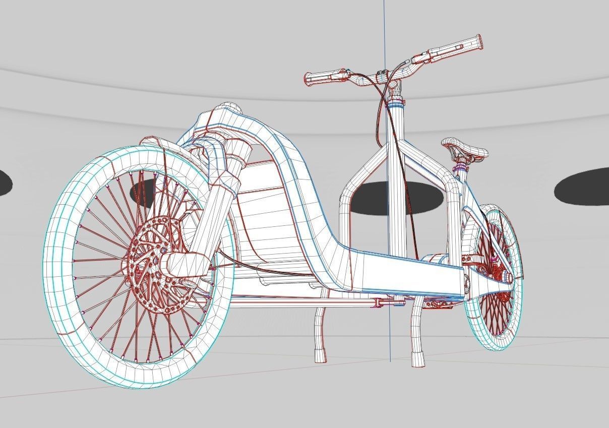 Low-Poly Cargo Bike Rigged All Versions 3D Model Collection_17