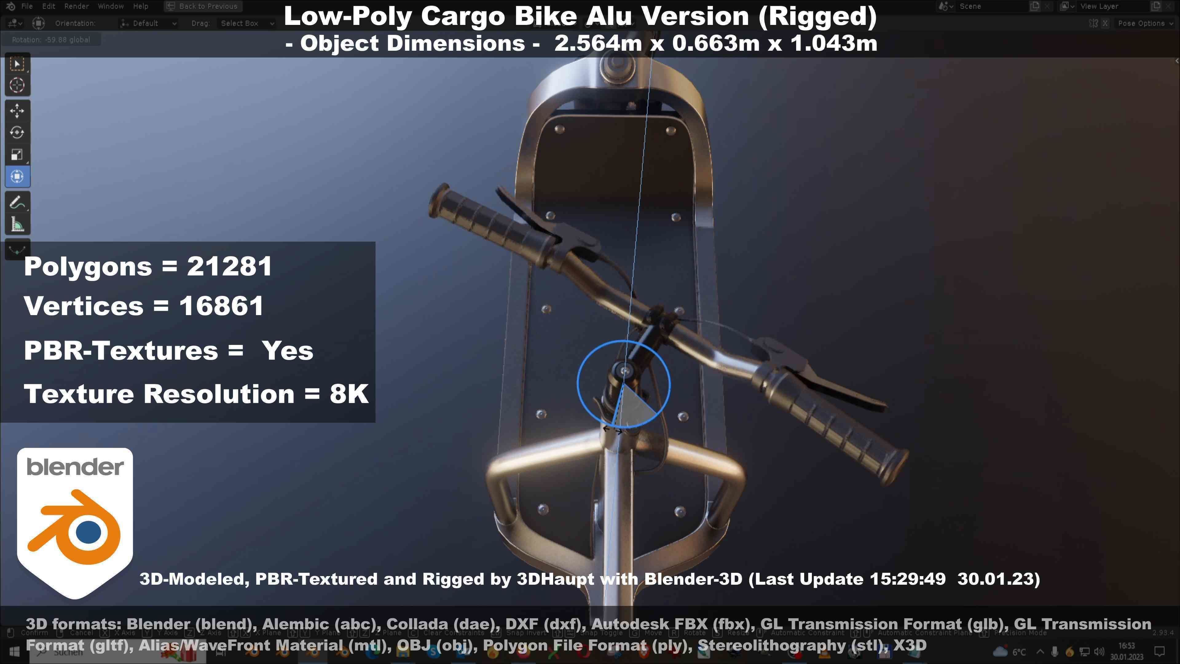 Low-Poly Cargo Bike Rigged All Versions 3D Model Collection_113