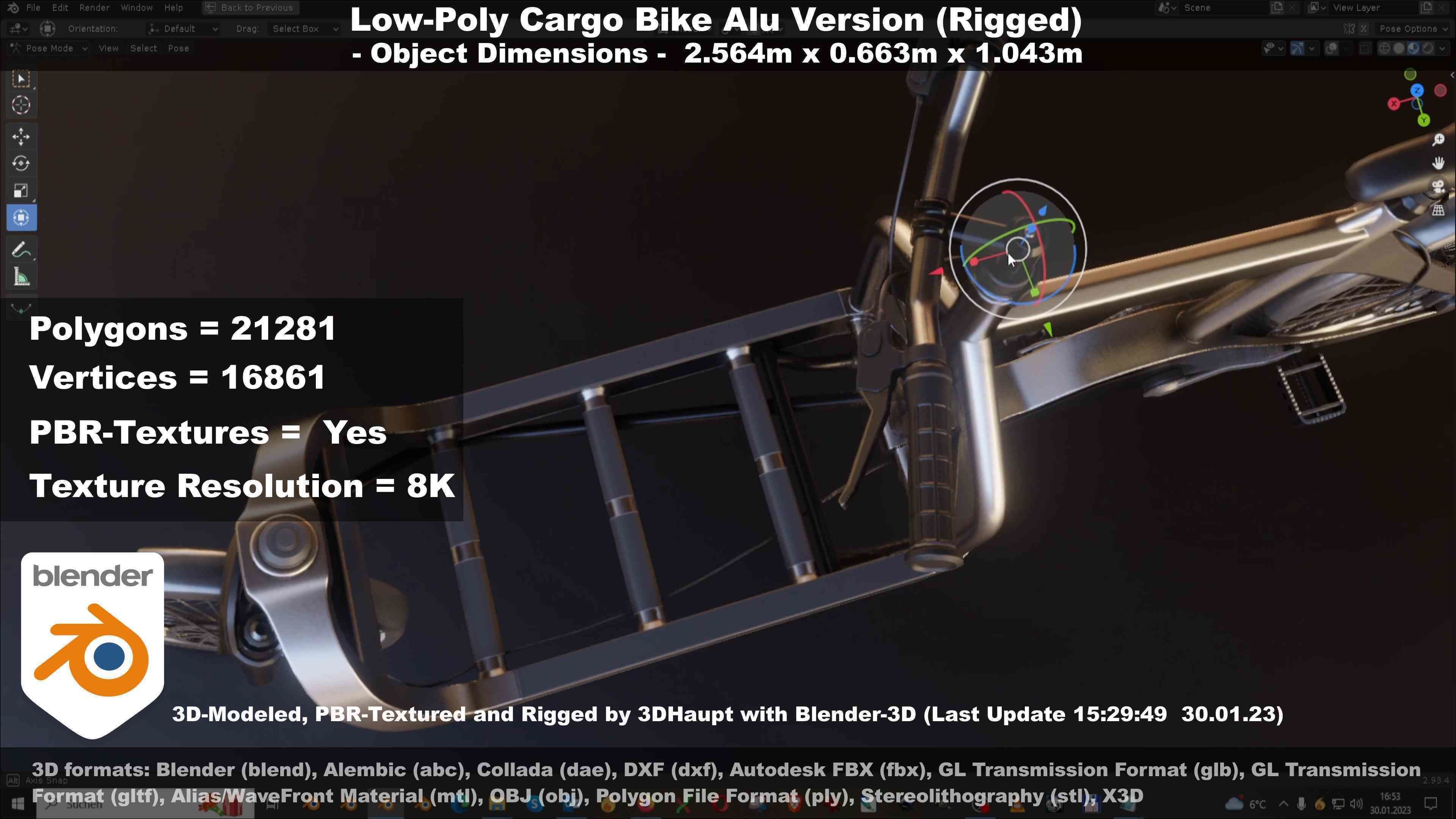 Low-Poly Cargo Bike Rigged All Versions 3D Model Collection_108
