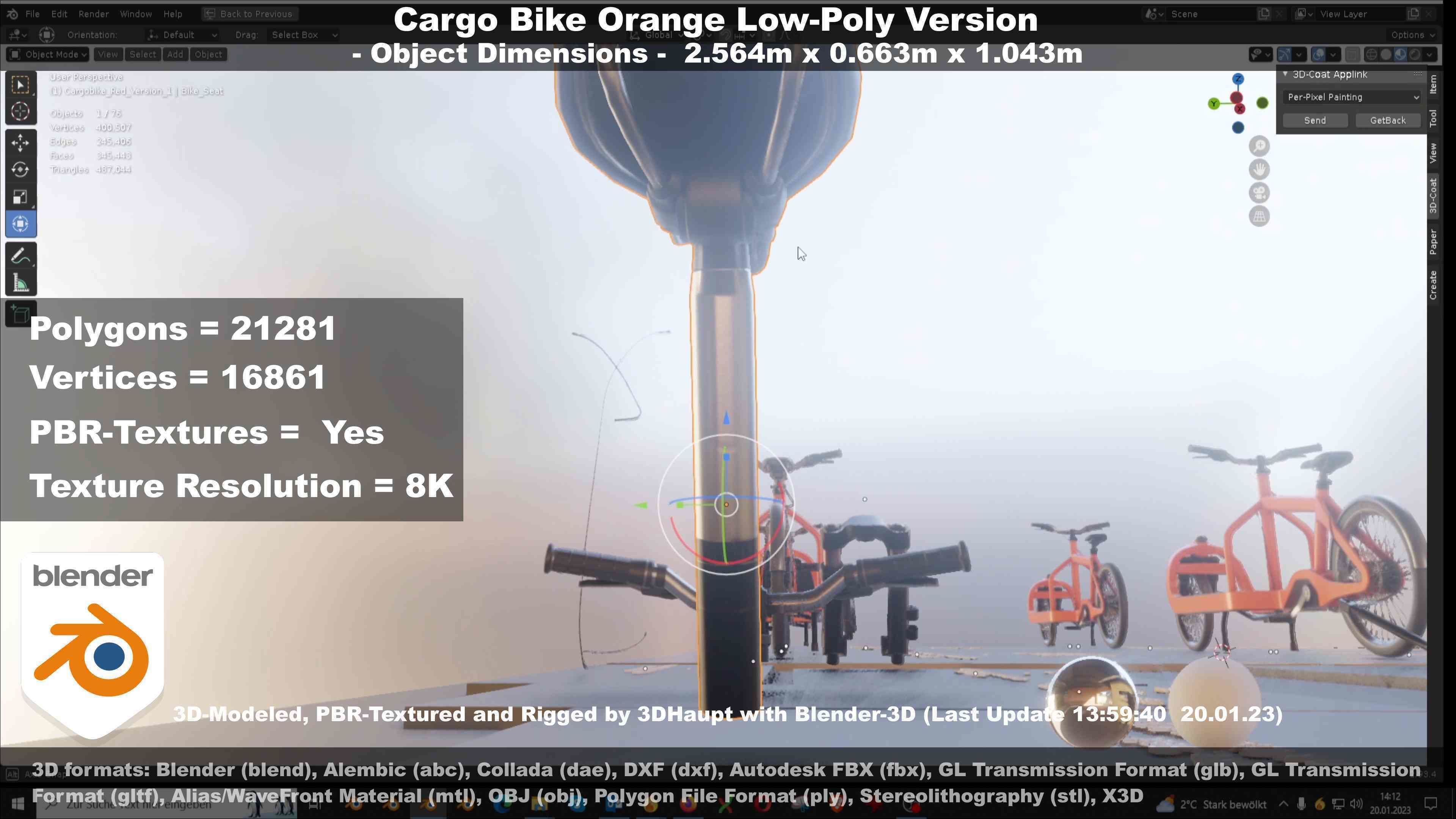 Low-Poly Cargo Bike Rigged All Versions 3D Model Collection_121