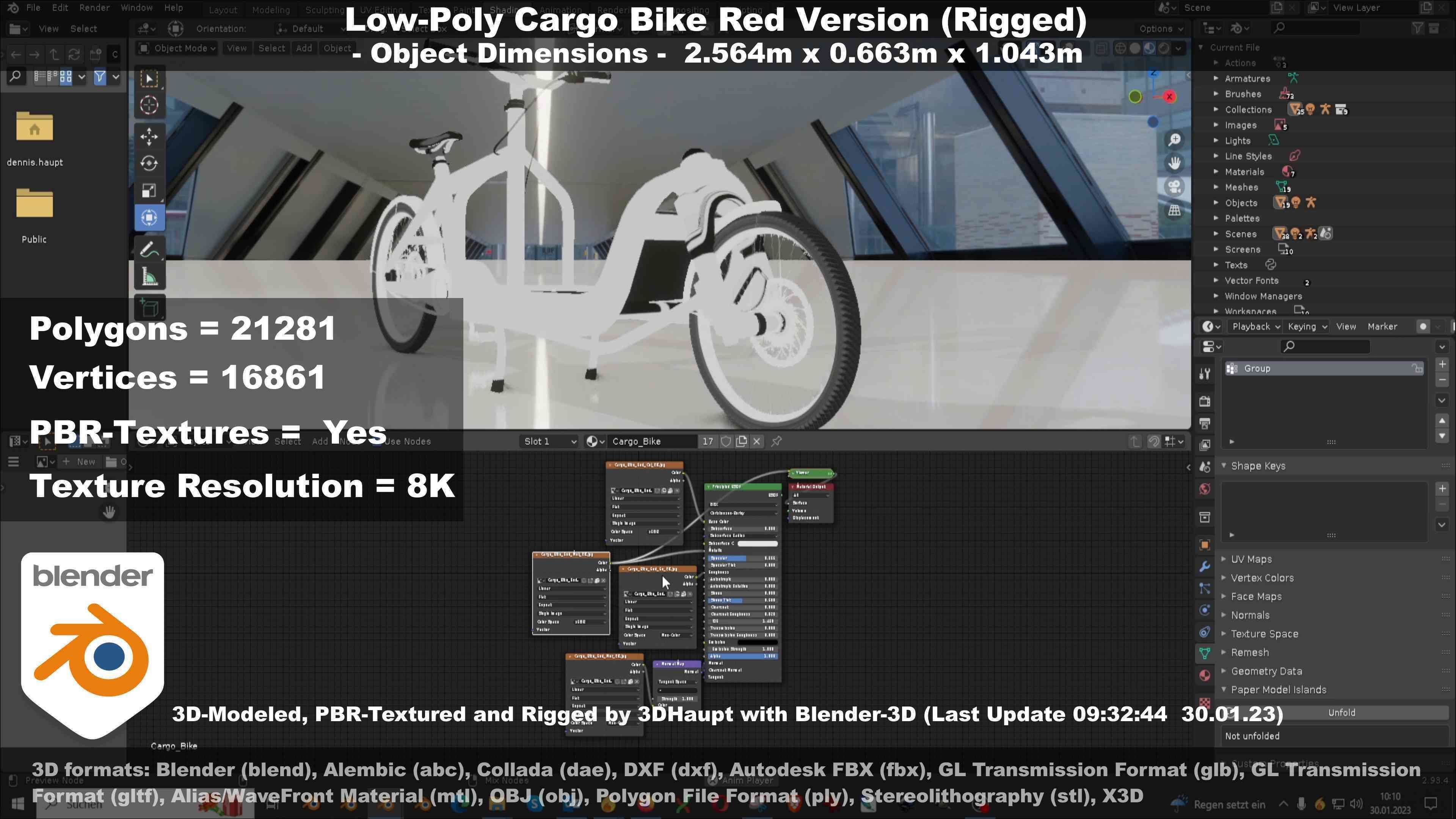 Low-Poly Cargo Bike Rigged All Versions 3D Model Collection_97