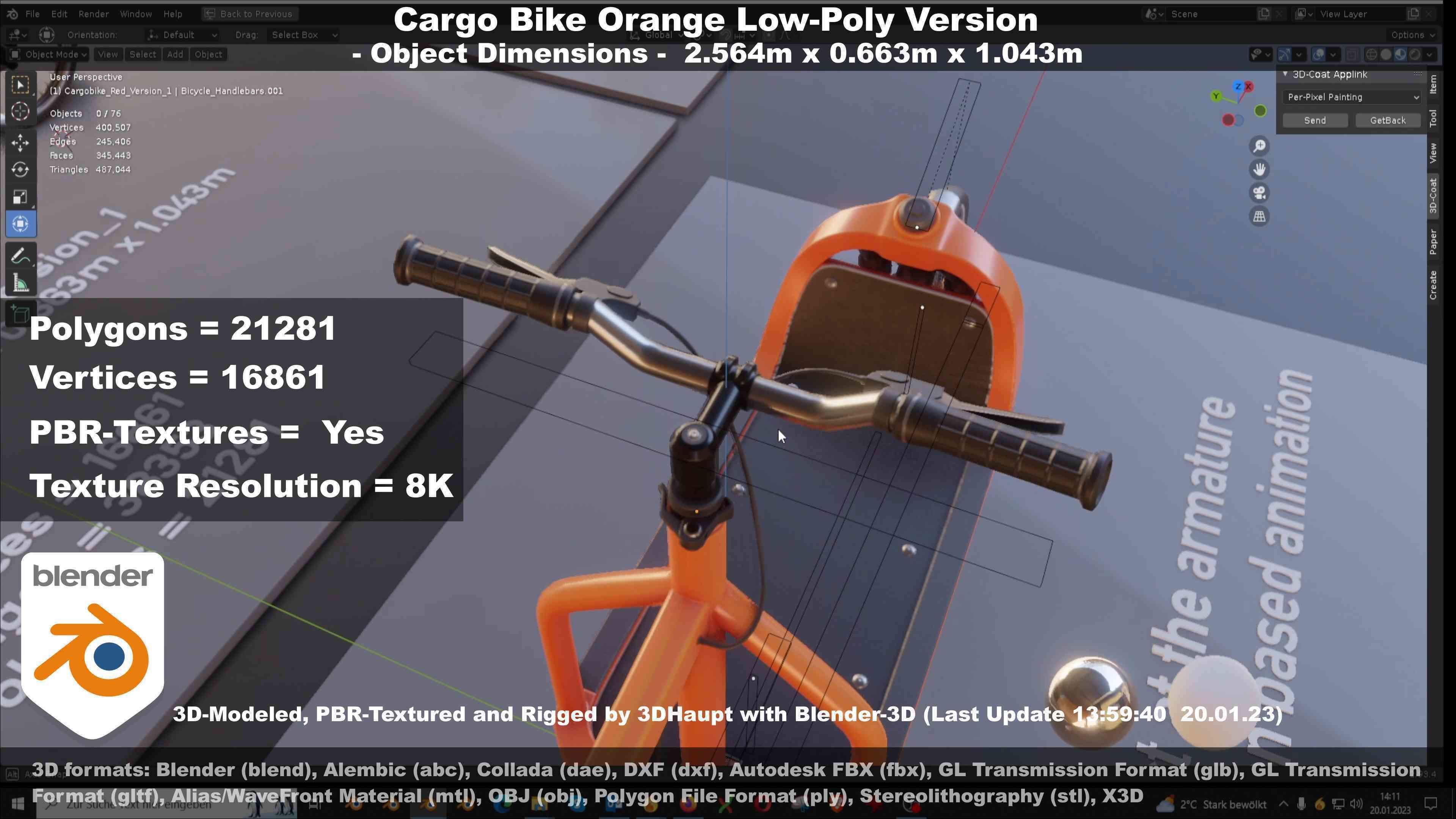 Low-Poly Cargo Bike Rigged All Versions 3D Model Collection_130