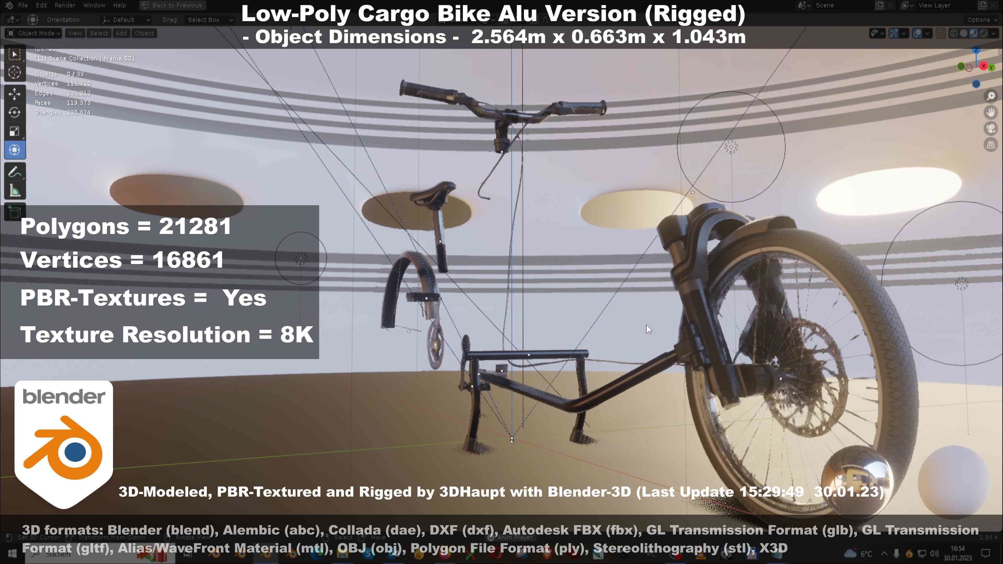 Low-Poly Cargo Bike Rigged All Versions 3D Model Collection_110