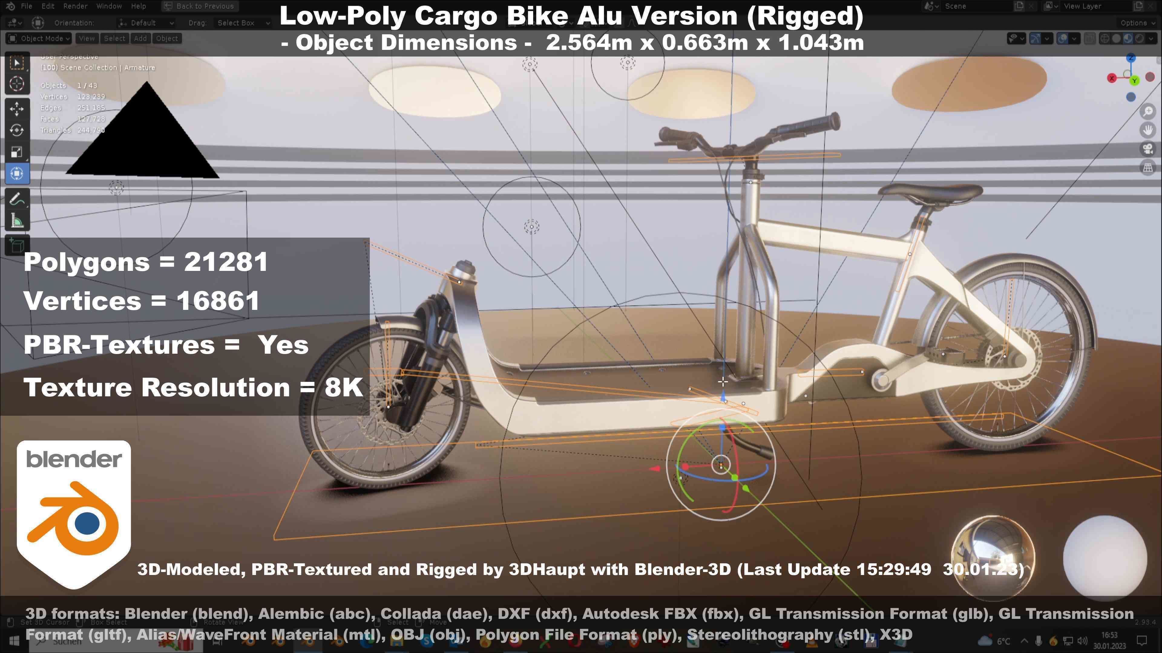Low-Poly Cargo Bike Rigged All Versions 3D Model Collection_106