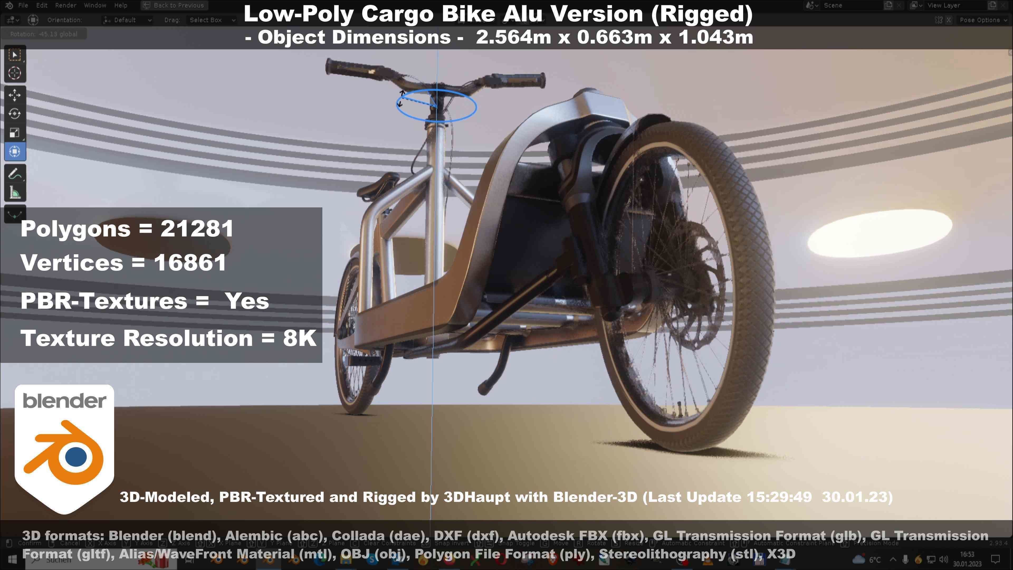 Low-Poly Cargo Bike Rigged All Versions 3D Model Collection_102
