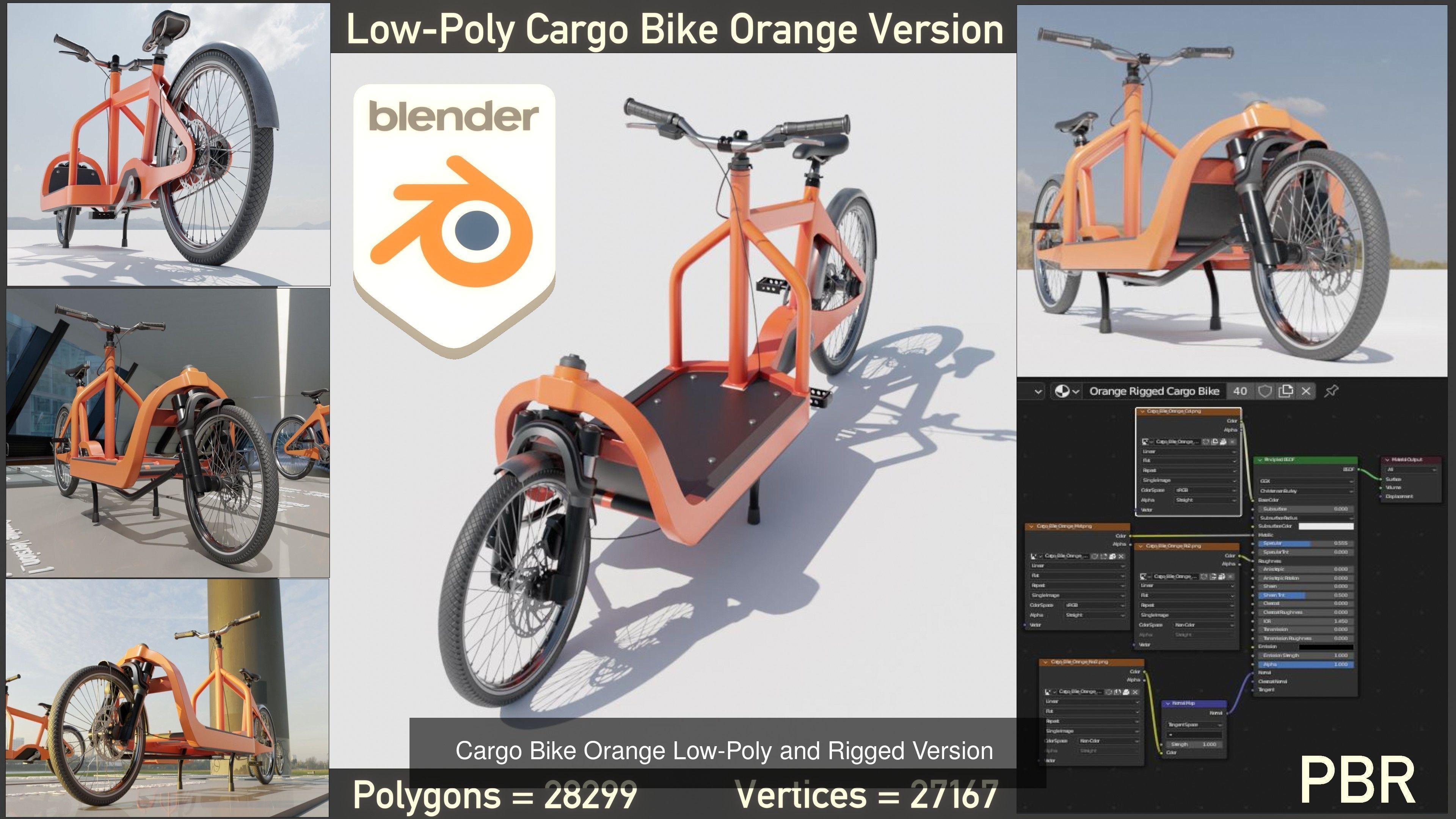 Low-Poly Cargo Bike Rigged All Versions 3D Model Collection_5