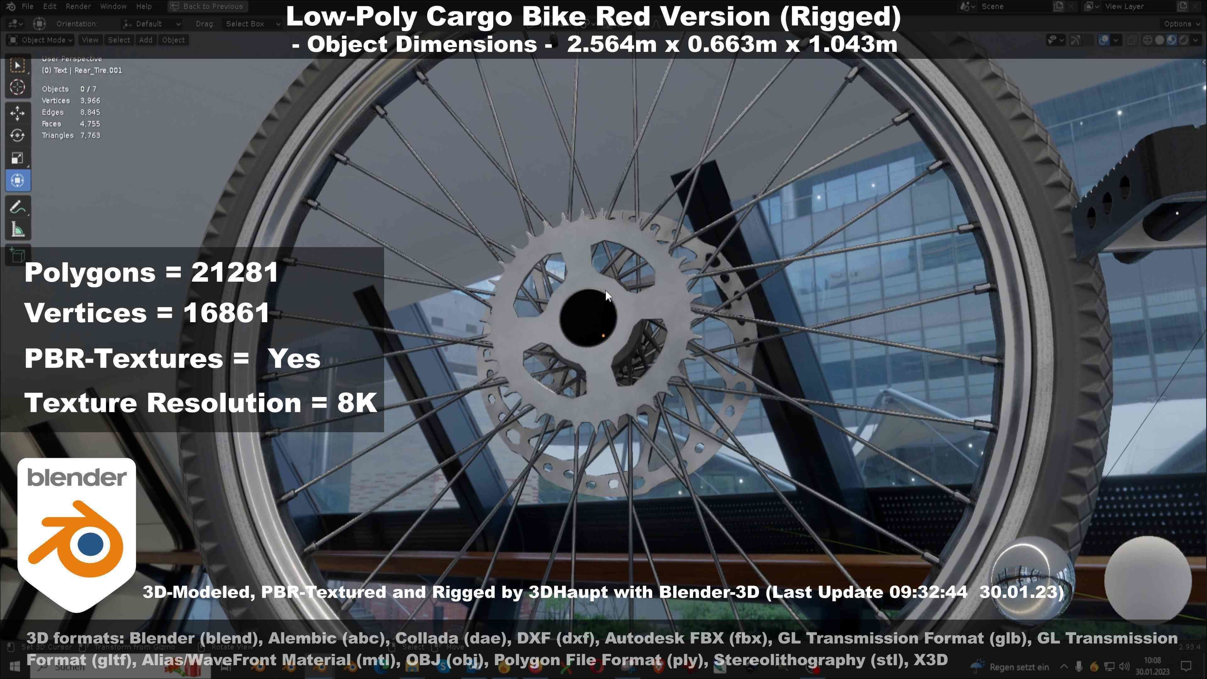 Low-Poly Cargo Bike Rigged All Versions 3D Model Collection_93
