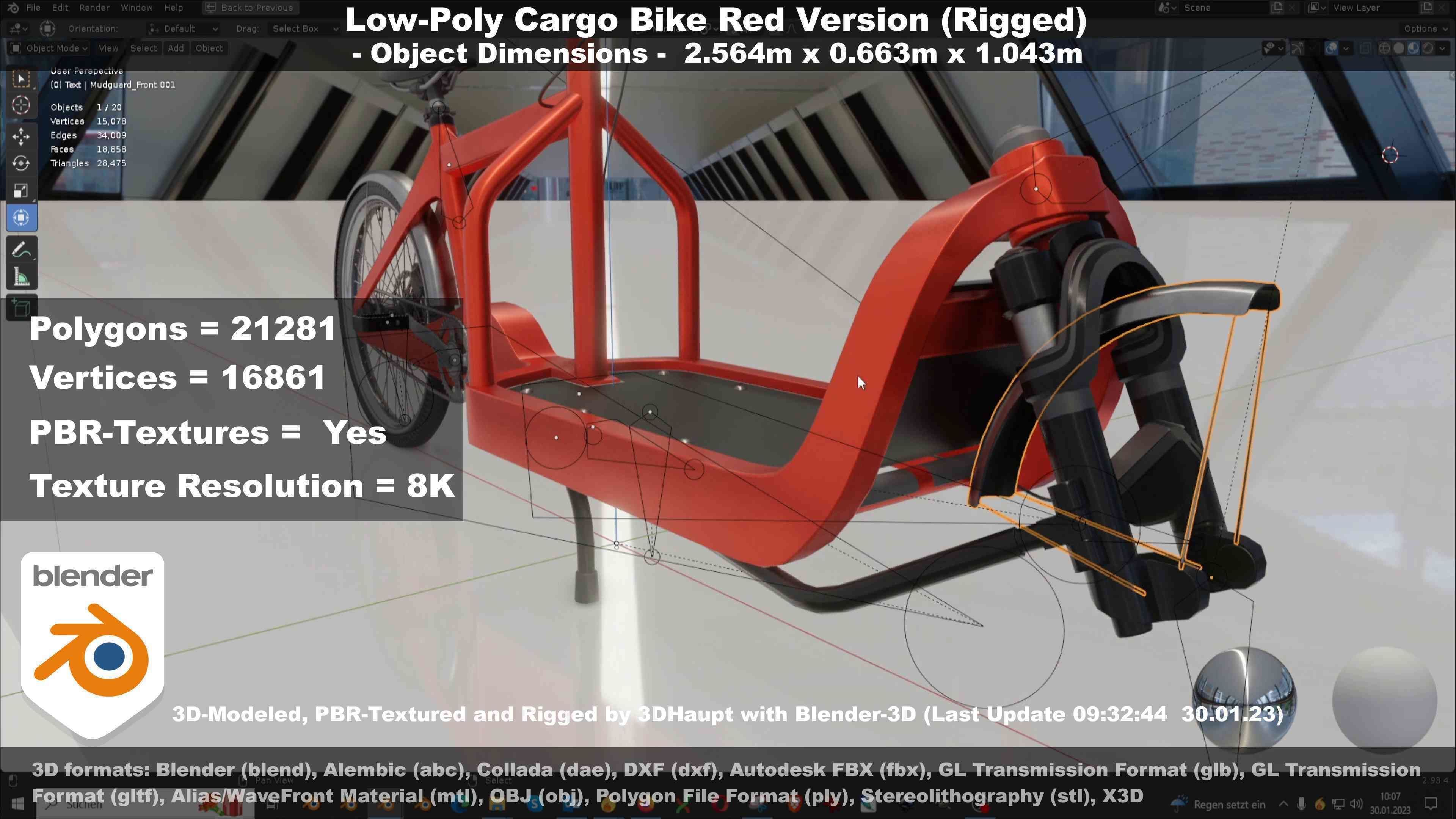 Low-Poly Cargo Bike Rigged All Versions 3D Model Collection_89