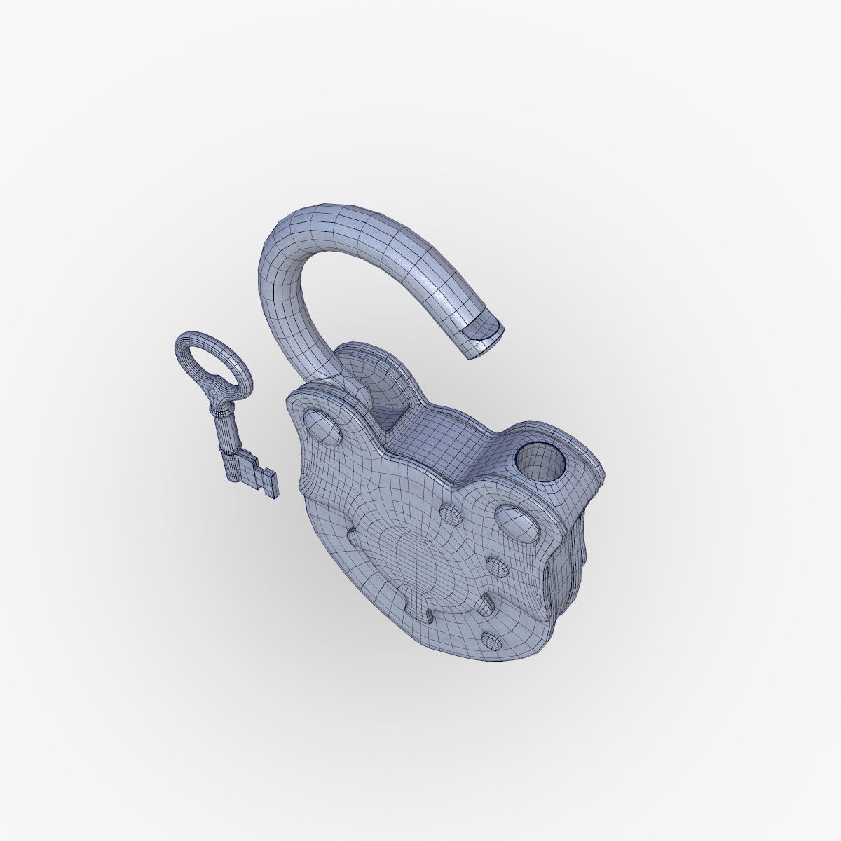 Old Padlock and Key 3D model_6