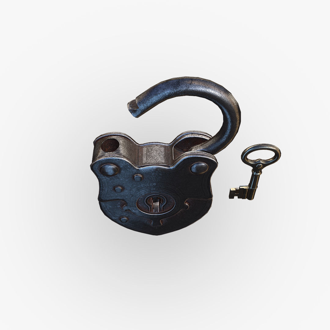 Old Padlock and Key 3D model_5