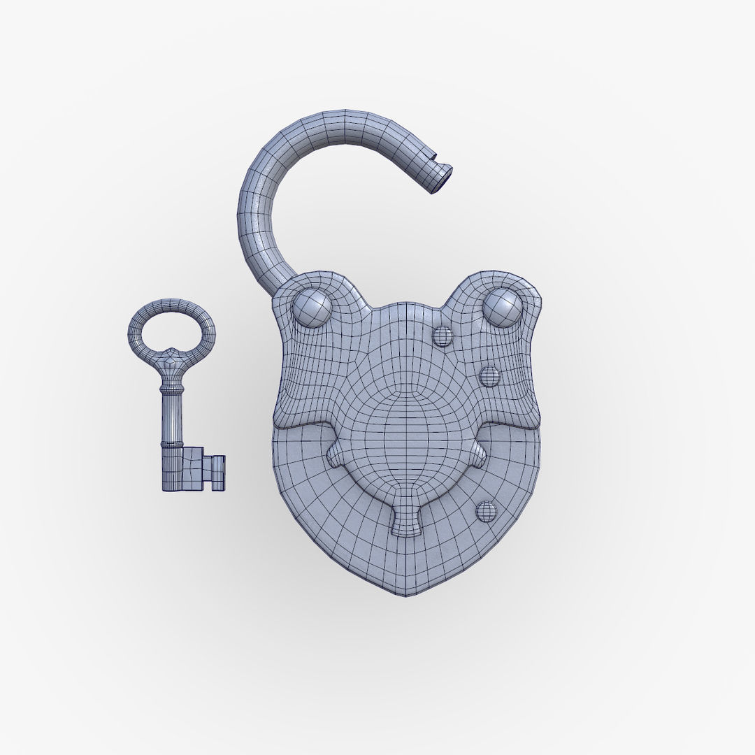 Old Padlock and Key 3D model_7