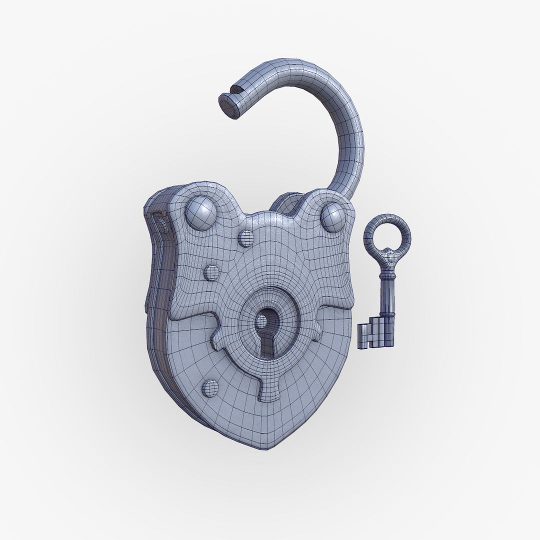 Old Padlock and Key 3D model_8