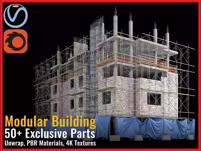 Modular Building  Vol 05 Low-poly 3D model