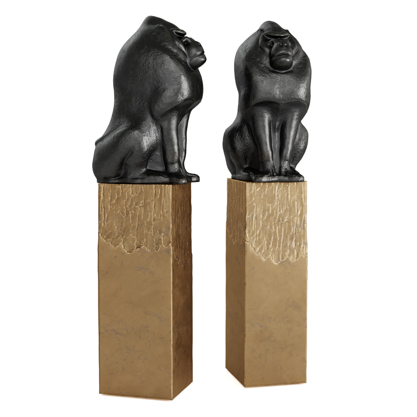 Sitting monkey sculpture 3D model_1