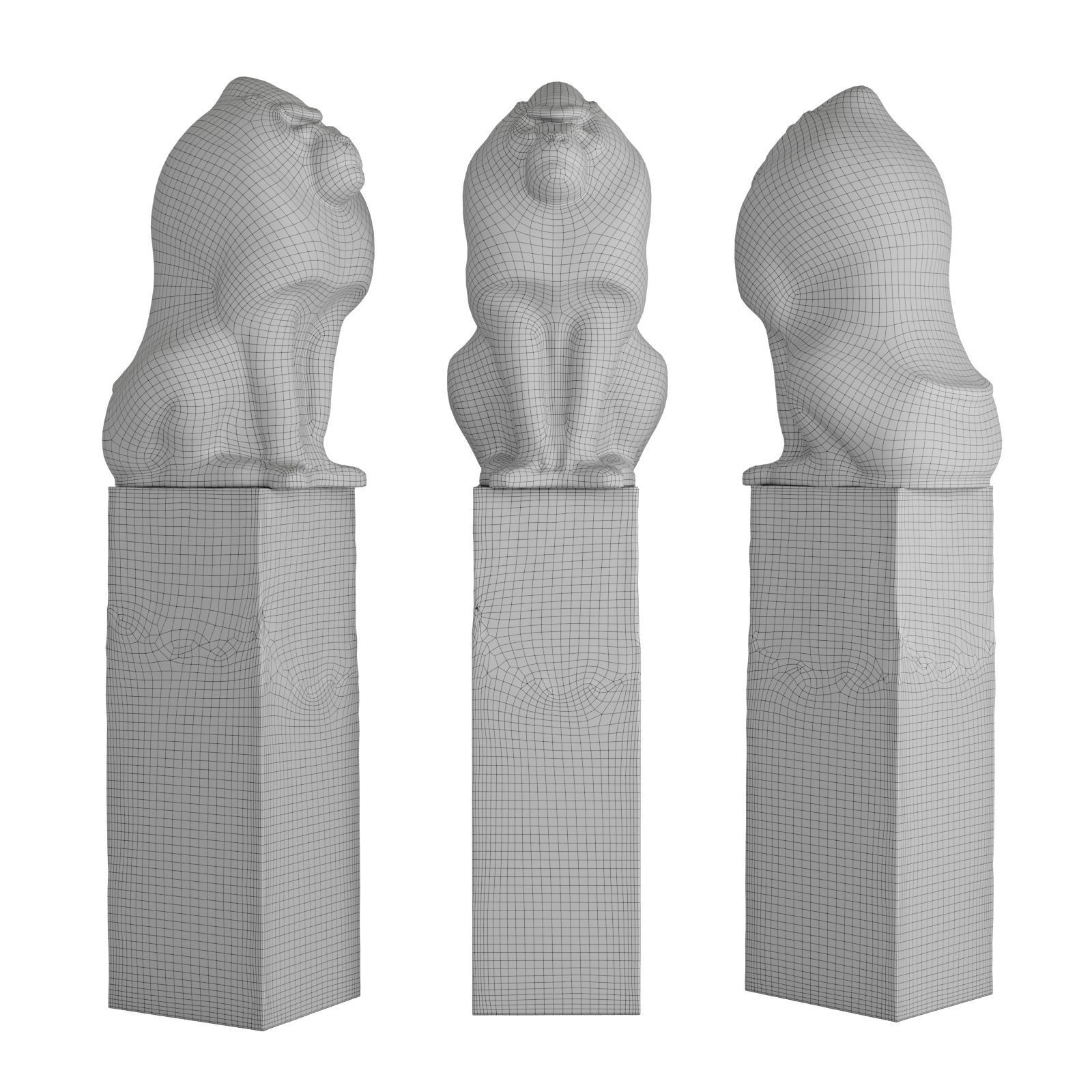 Sitting monkey sculpture 3D model_5