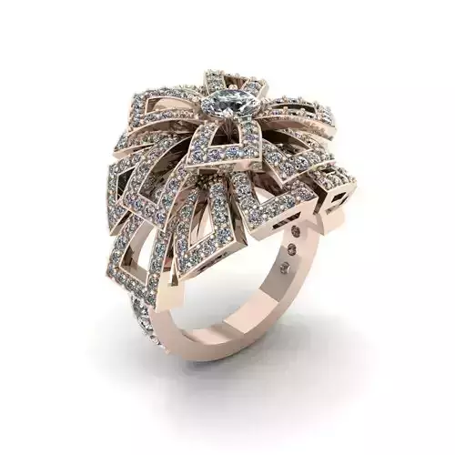 Luxurious Flower Ring with Diamonds