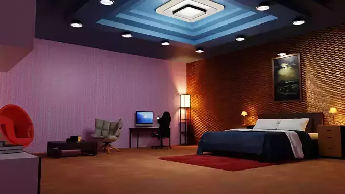 Bedroom with walls and ceiling