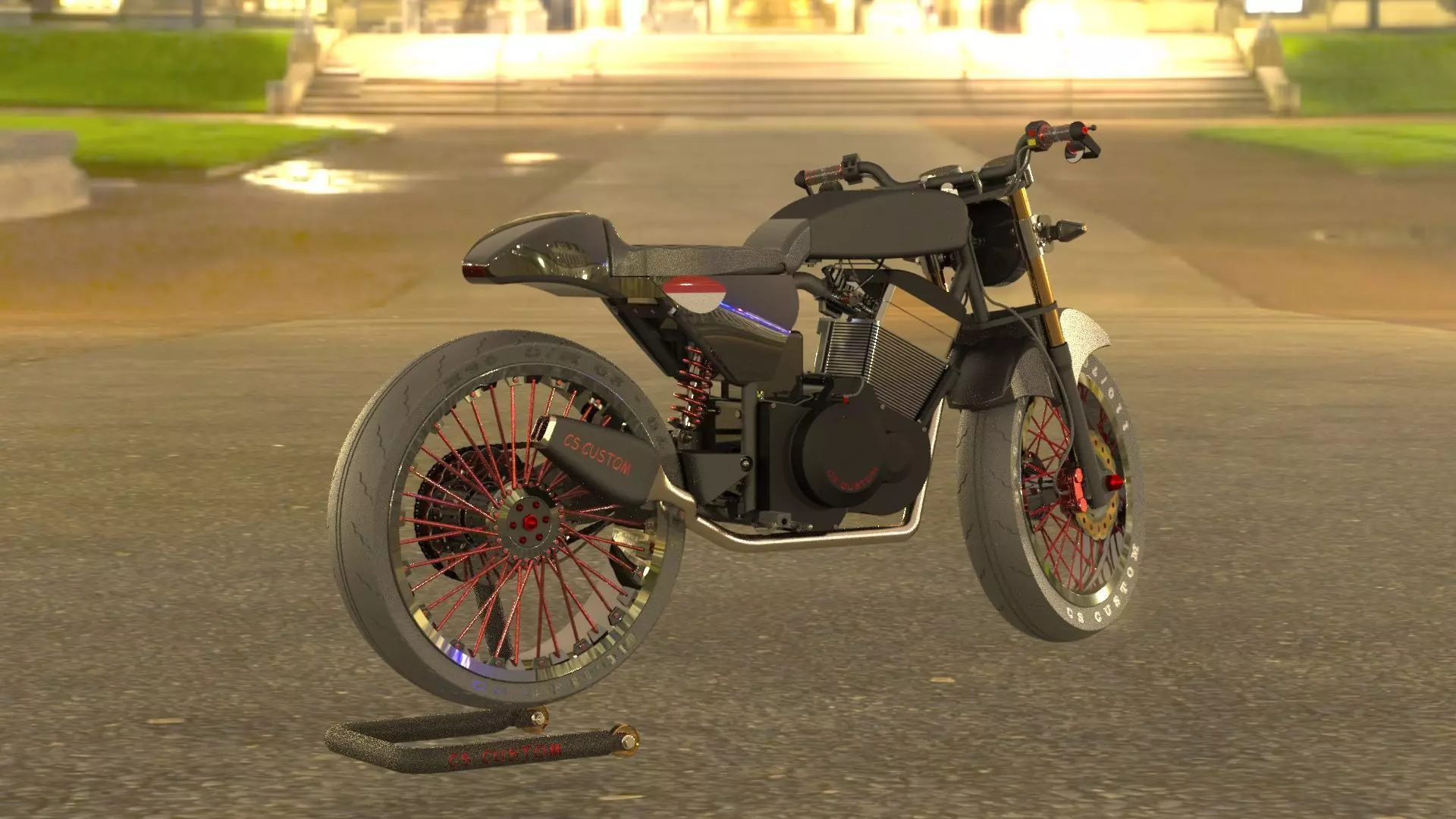Custom Motorcycle 3D model_0