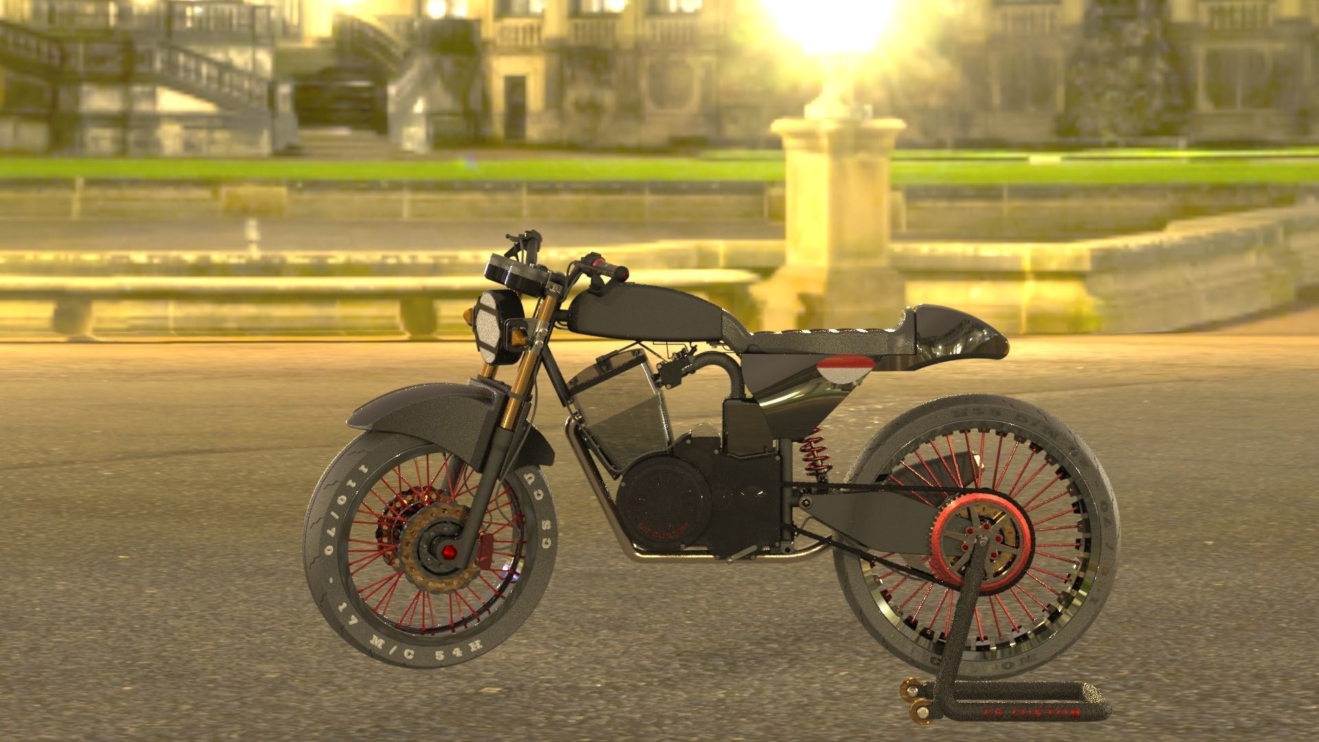 Custom Motorcycle 3D model_2