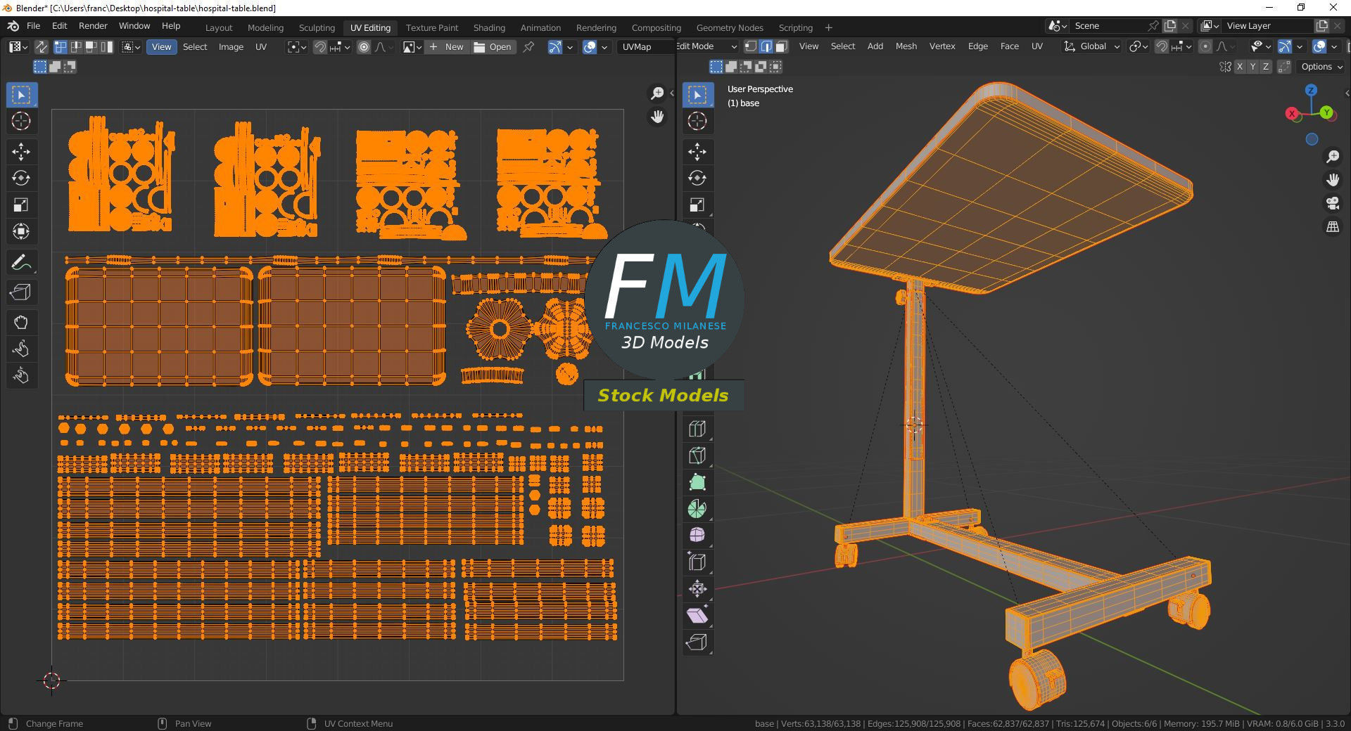 Hospital table 3D model_10