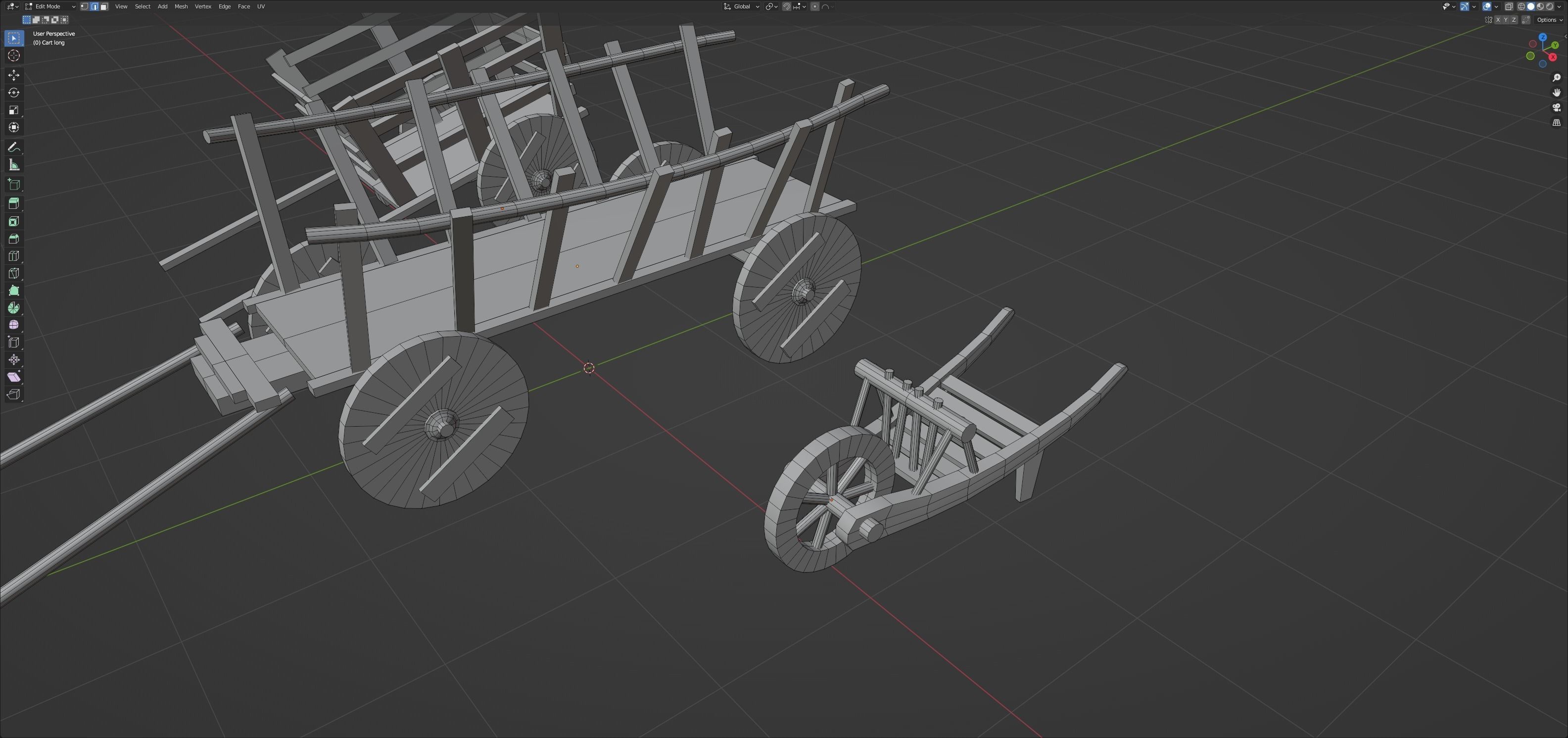 Medieval carts Low-poly 3D model_19