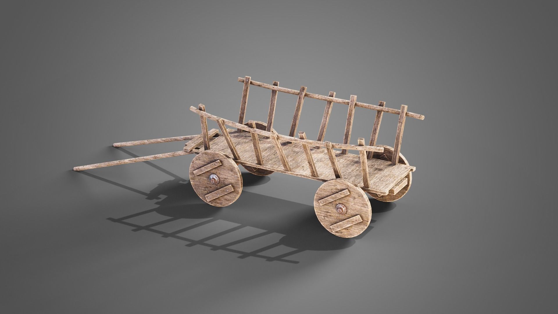Medieval carts Low-poly 3D model_17