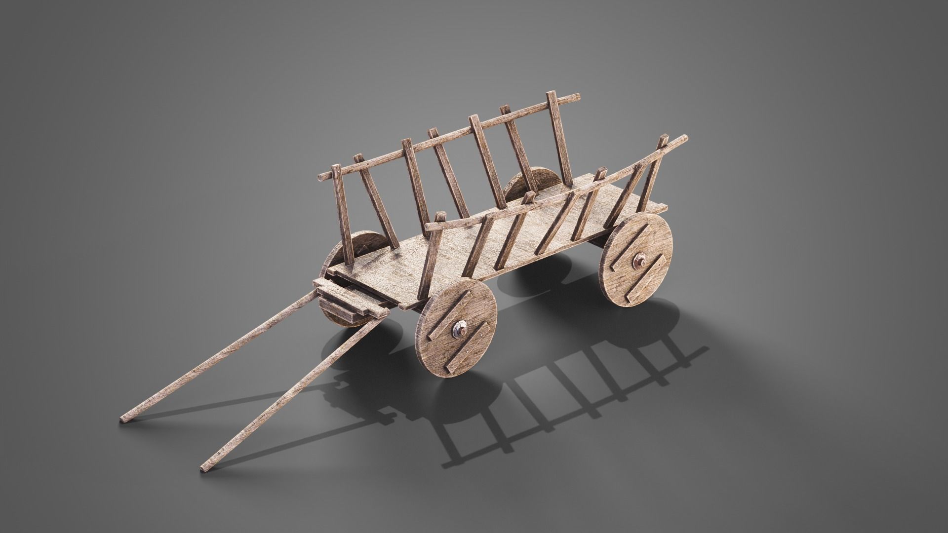 Medieval carts Low-poly 3D model_15