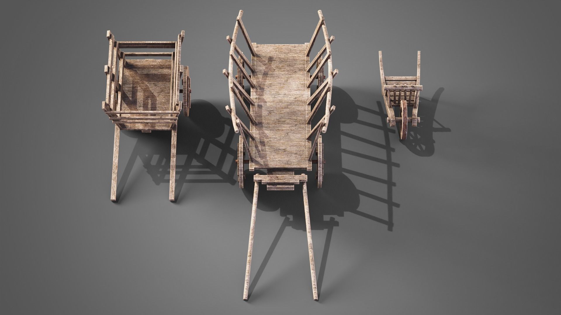 Medieval carts Low-poly 3D model_4