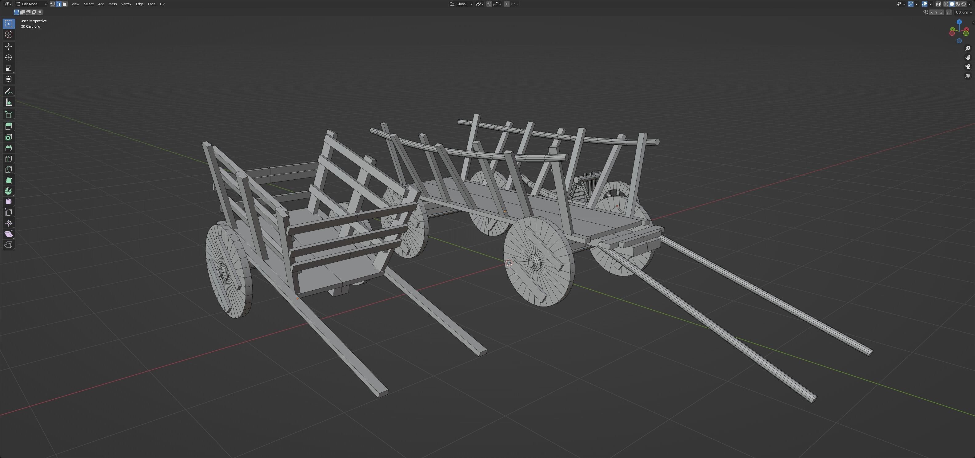 Medieval carts Low-poly 3D model_18