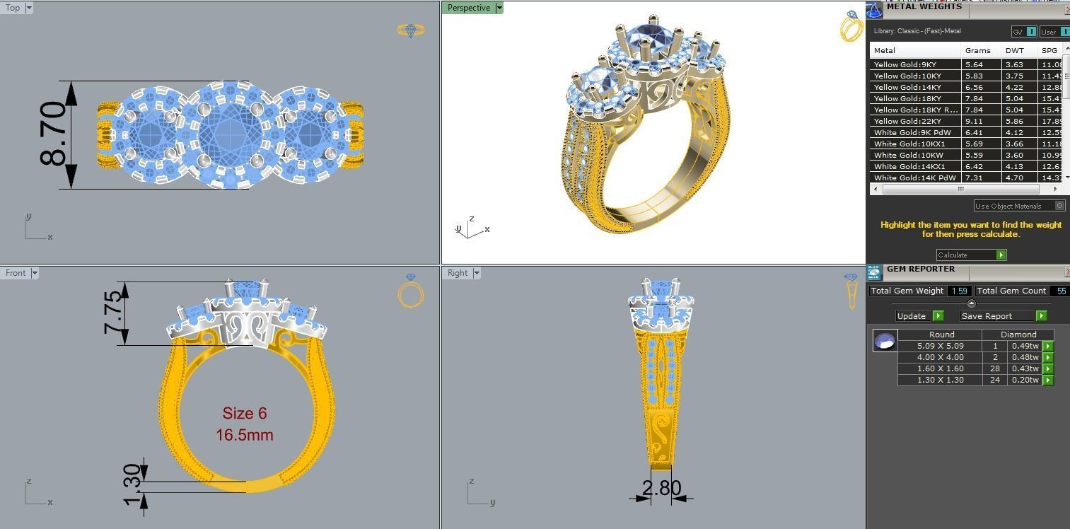 Elegant  Engagement  Filigree Ring 3D print model_4