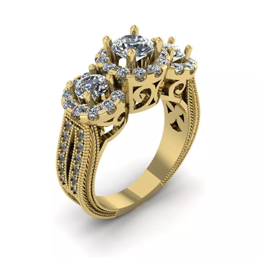 Elegant  Engagement  Filigree Ring 3D print model_0