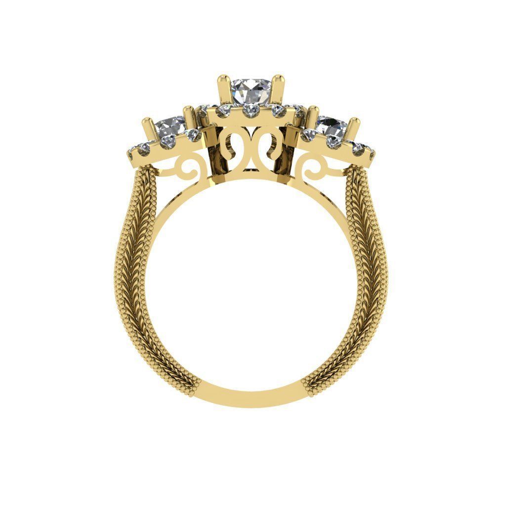 Elegant  Engagement  Filigree Ring 3D print model_2