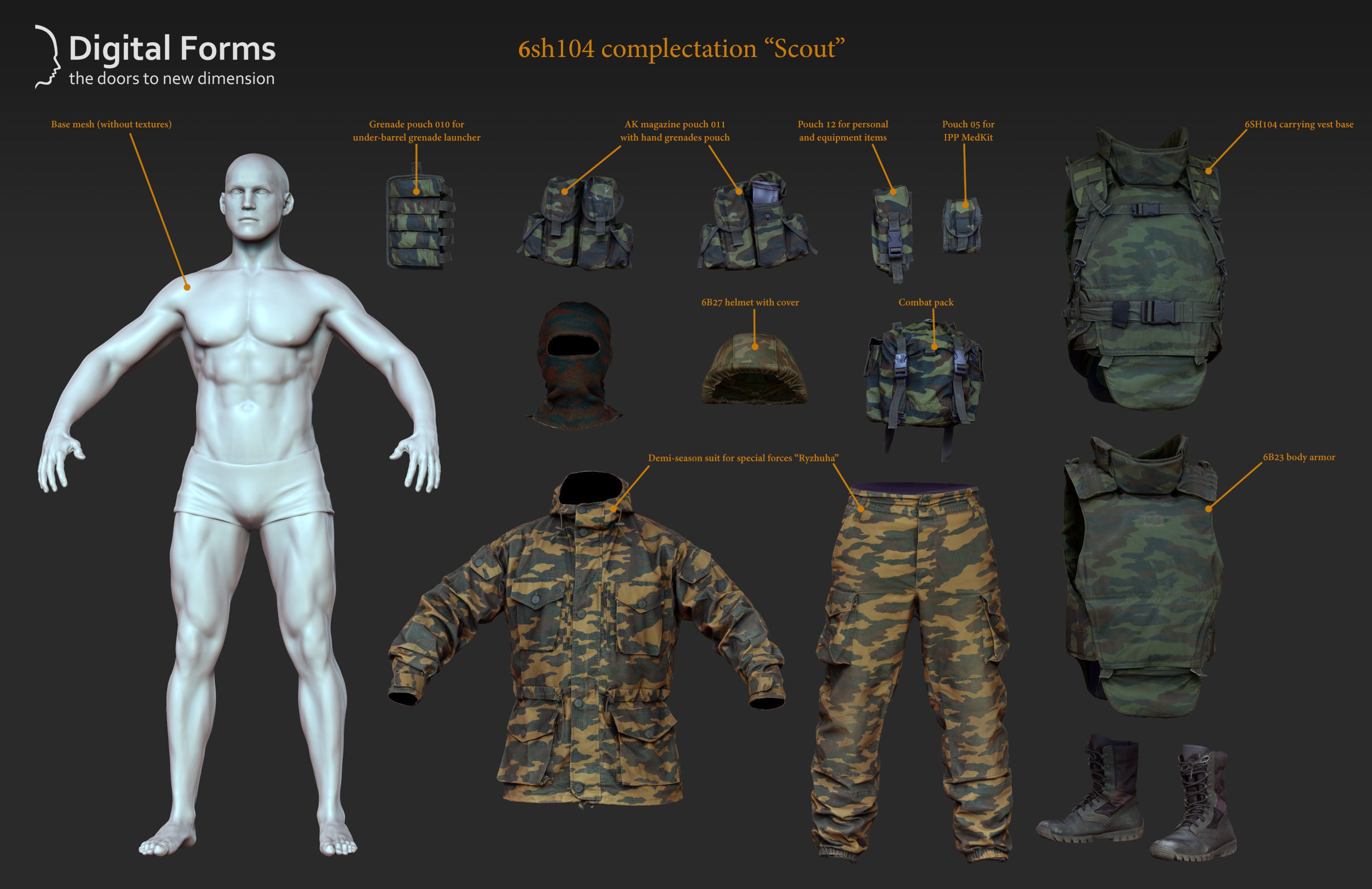 Russian uniform pack 3D model_17