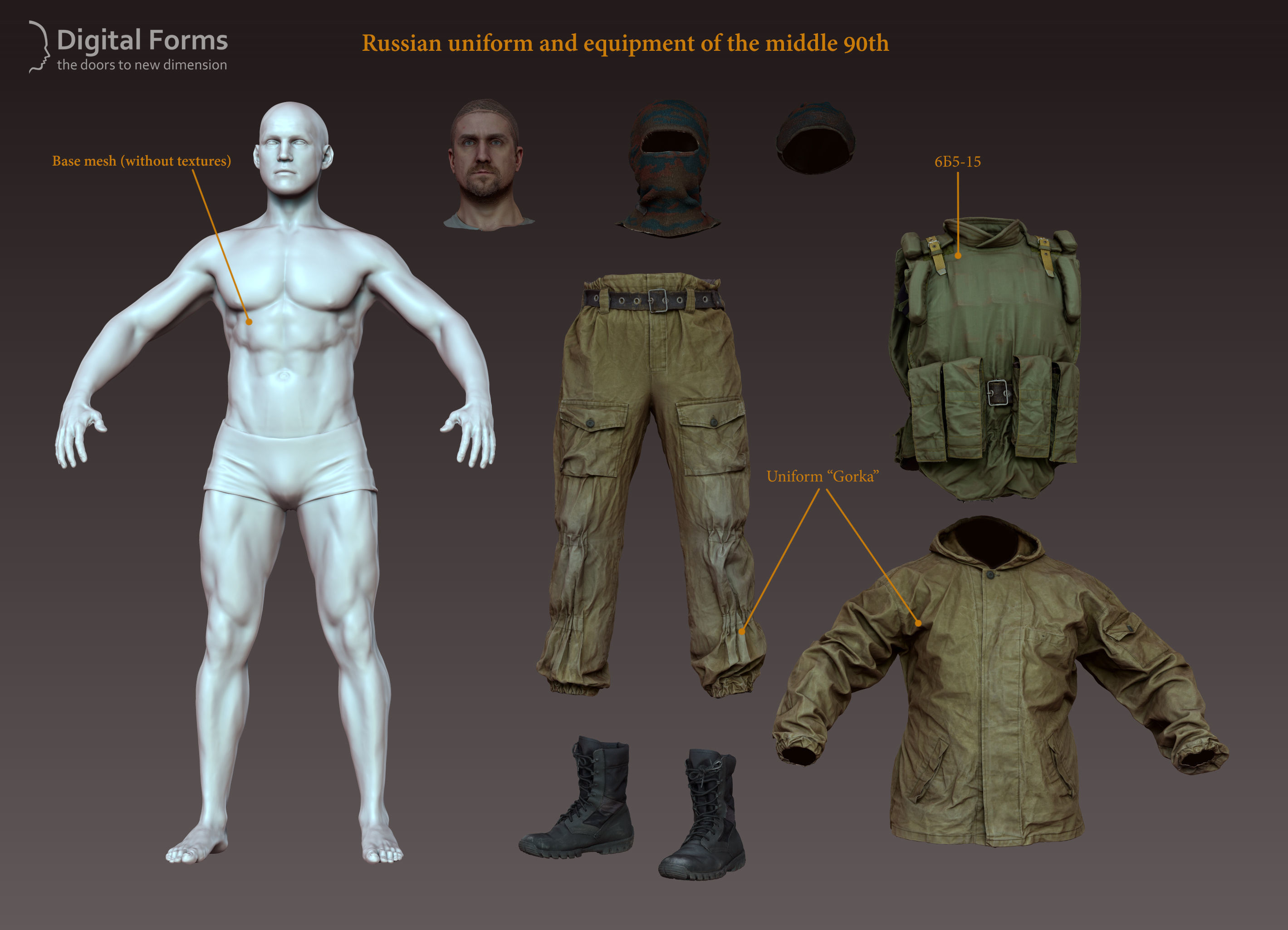 Russian uniform pack 3D model_19