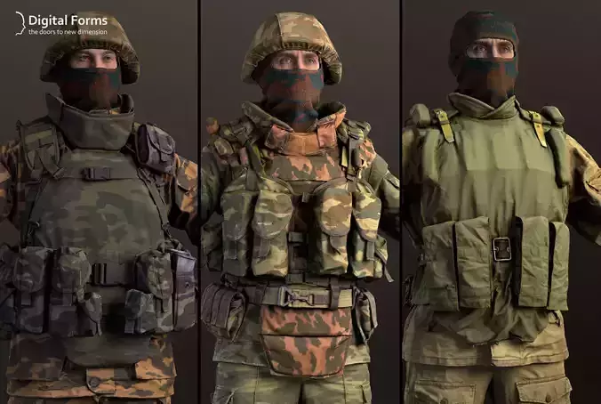 Russian uniform pack 3D model